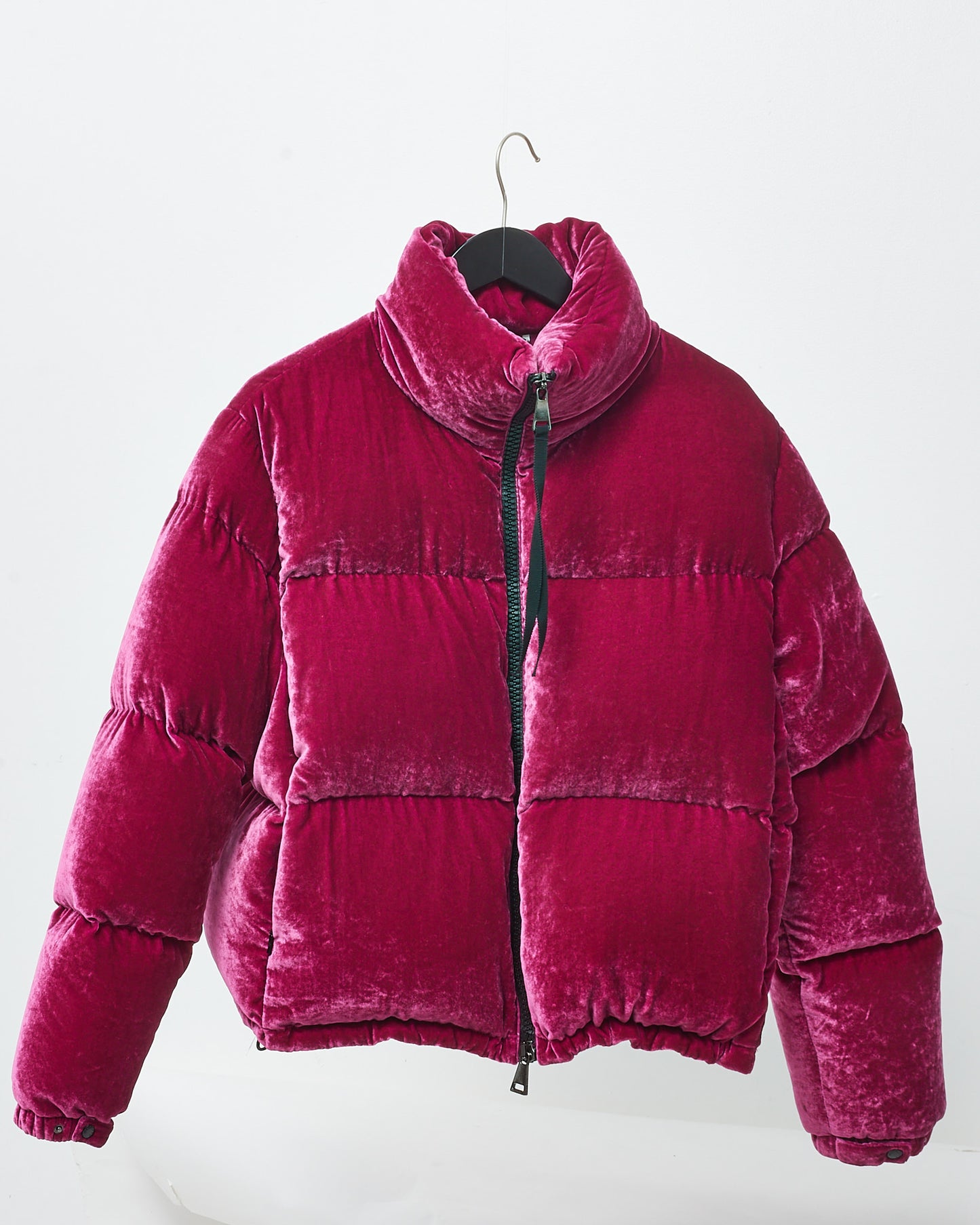 Moncler Fuchsia Pink Rimac Velvet Quilted Down Puffer Jacket - 3