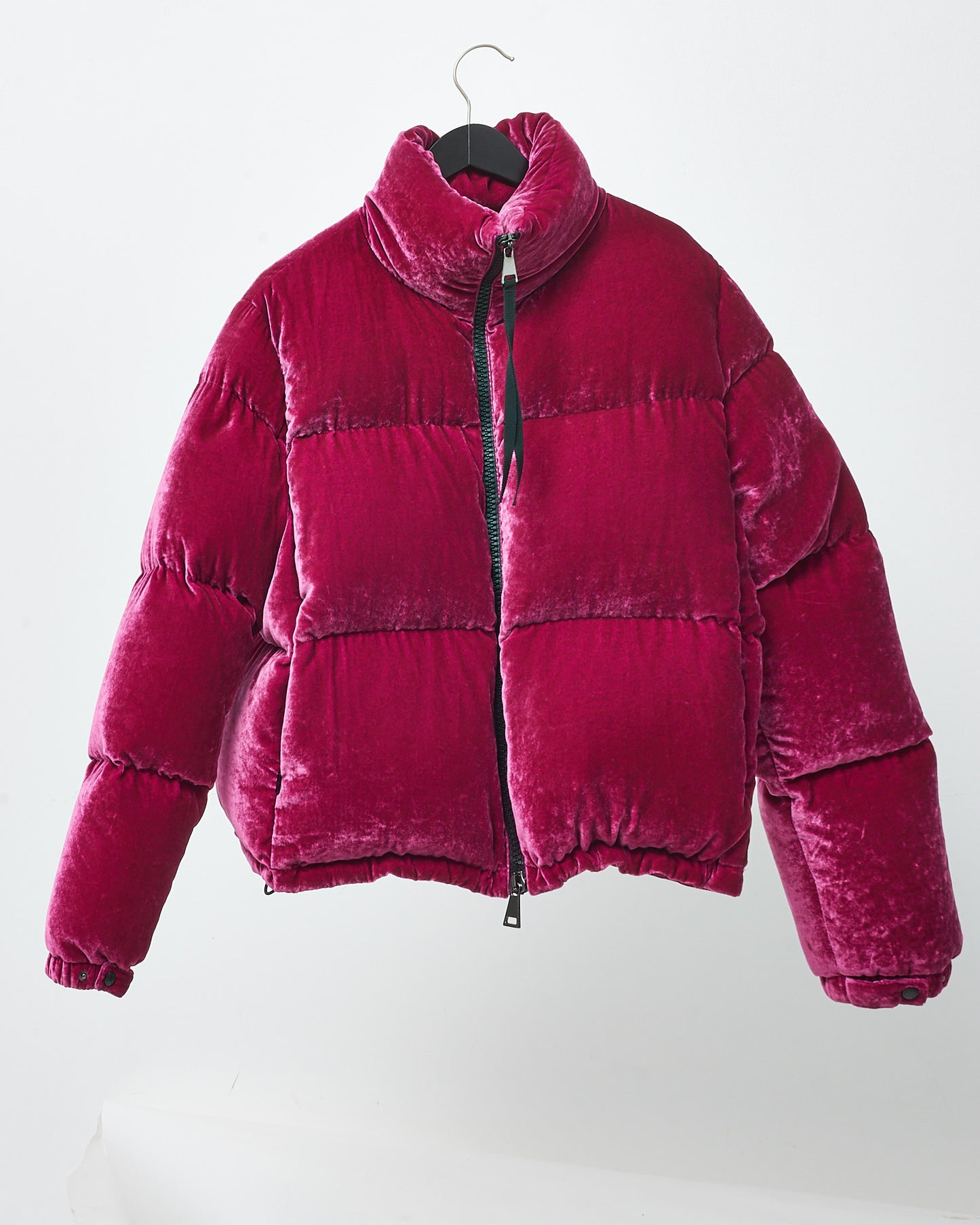 Moncler Fuchsia Pink Rimac Velvet Quilted Down Puffer Jacket - 3