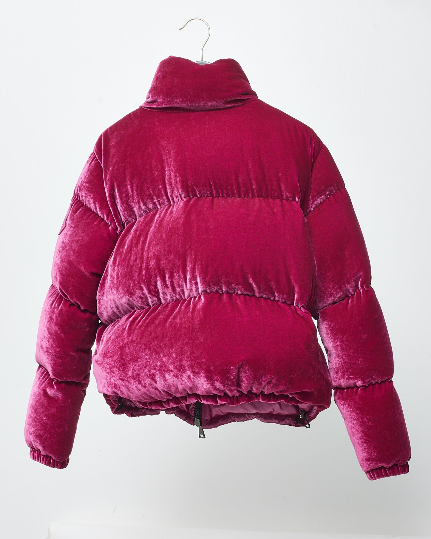 Moncler Fuchsia Pink Rimac Velvet Quilted Down Puffer Jacket - 3