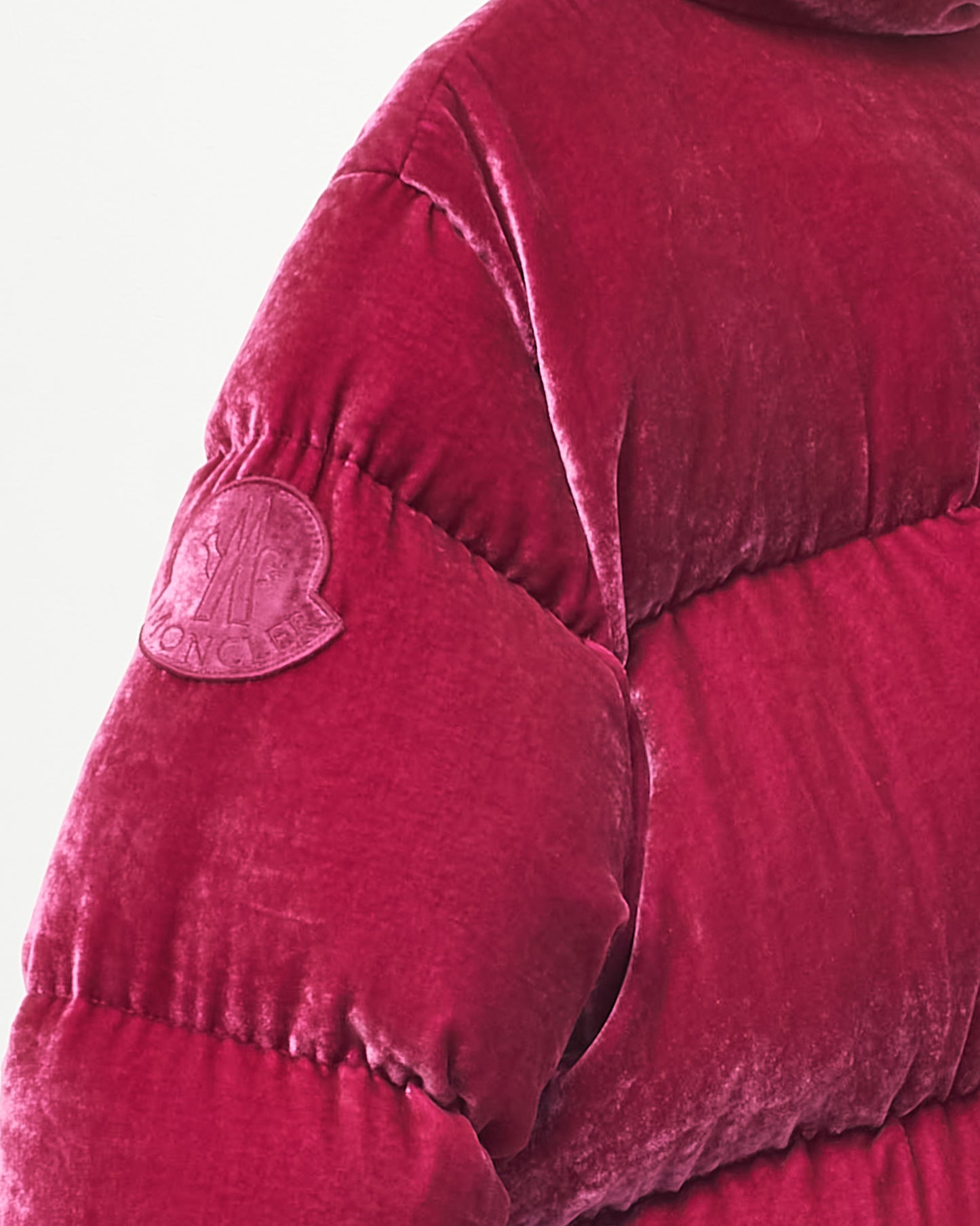 Moncler Fuchsia Pink Rimac Velvet Quilted Down Puffer Jacket - 3