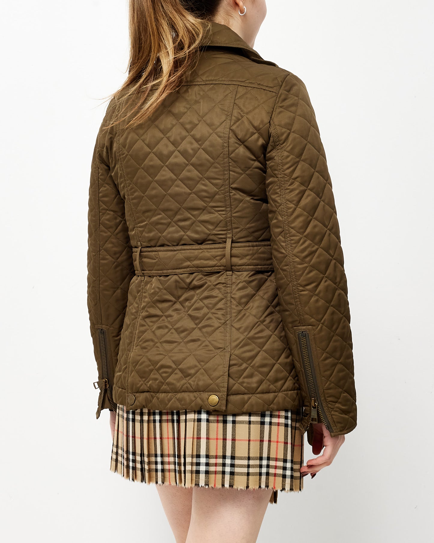 Burberry Green Quilted Belted Field Jacket - S