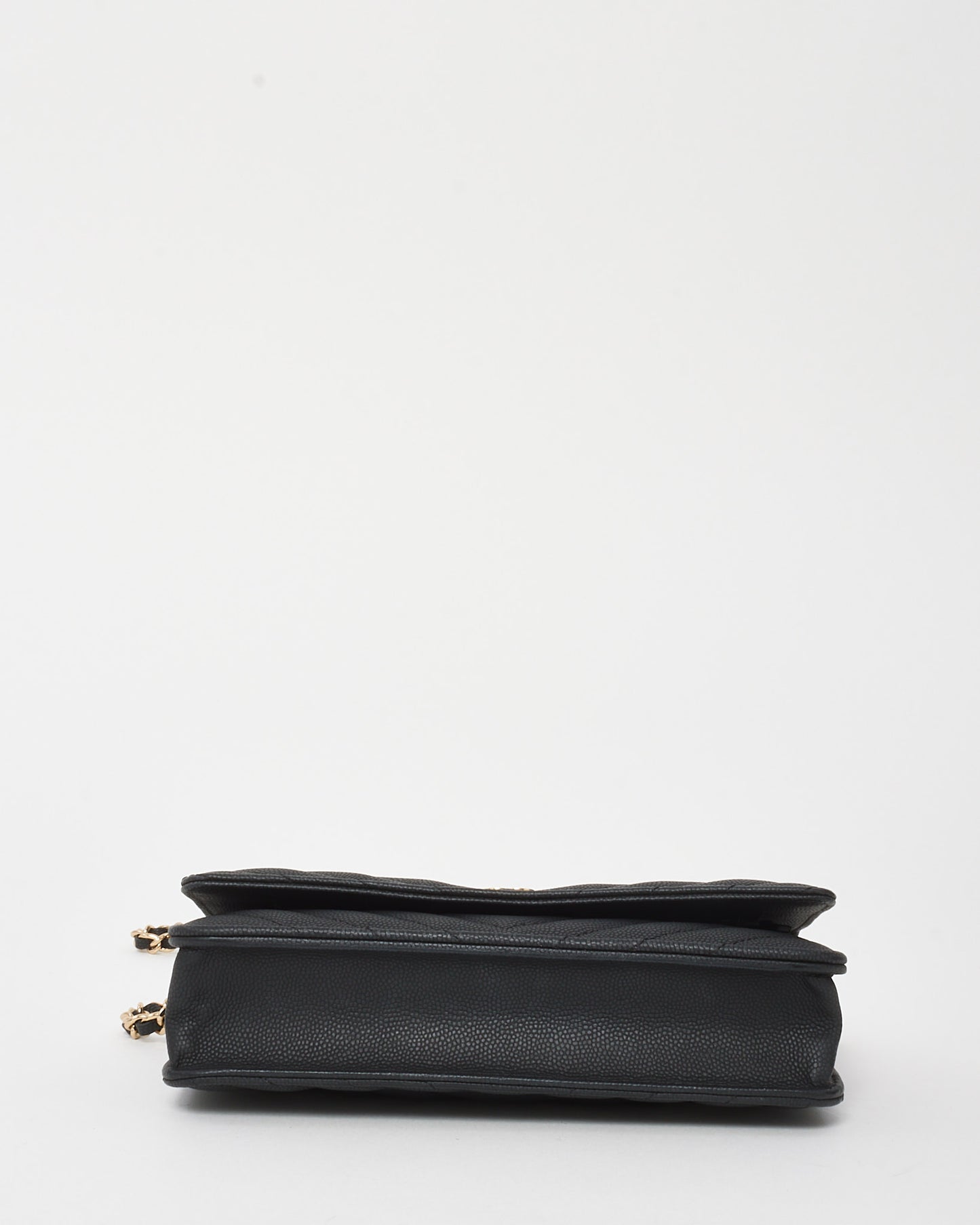 Chanel Black Chevron Caviar Leather WOC Wallet on Chain Crossbody Bag GHW