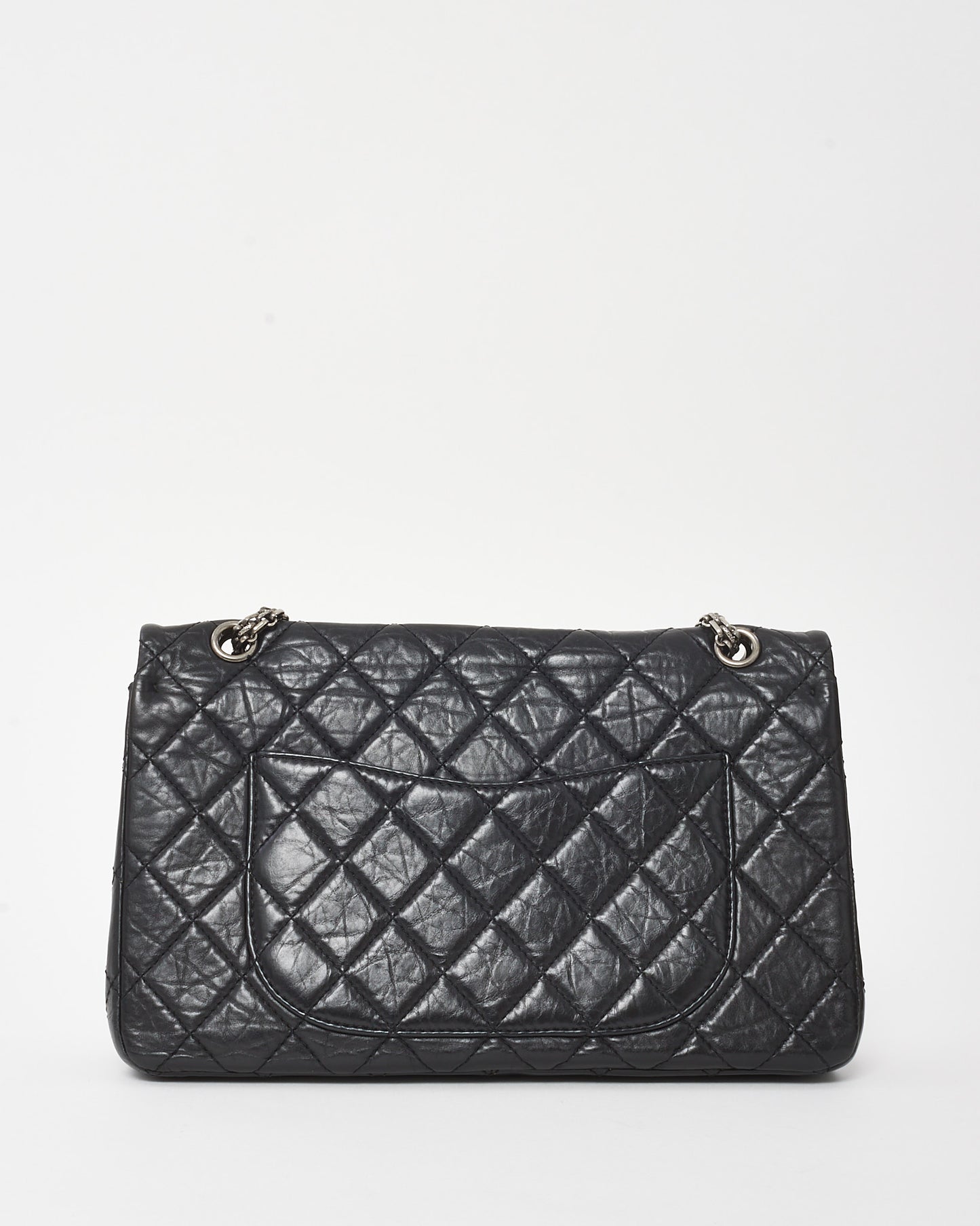 Chanel Black Aged Calfskin Quilted 2.55 Reissue 227 Double Flap Bag SHW