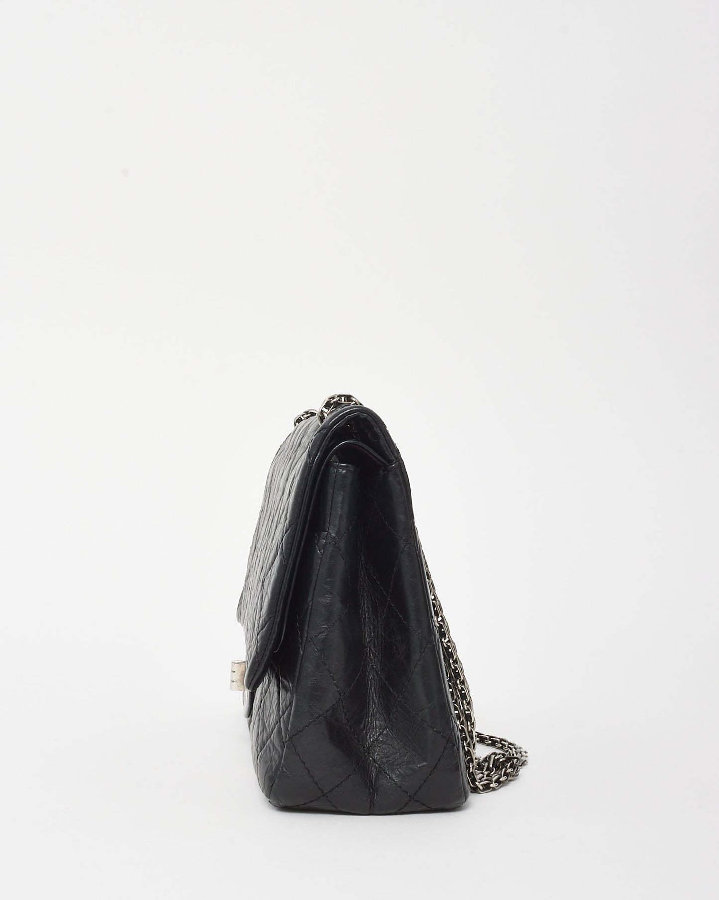 Chanel Black Aged Calfskin Quilted 2.55 Reissue 227 Double Flap Bag SHW