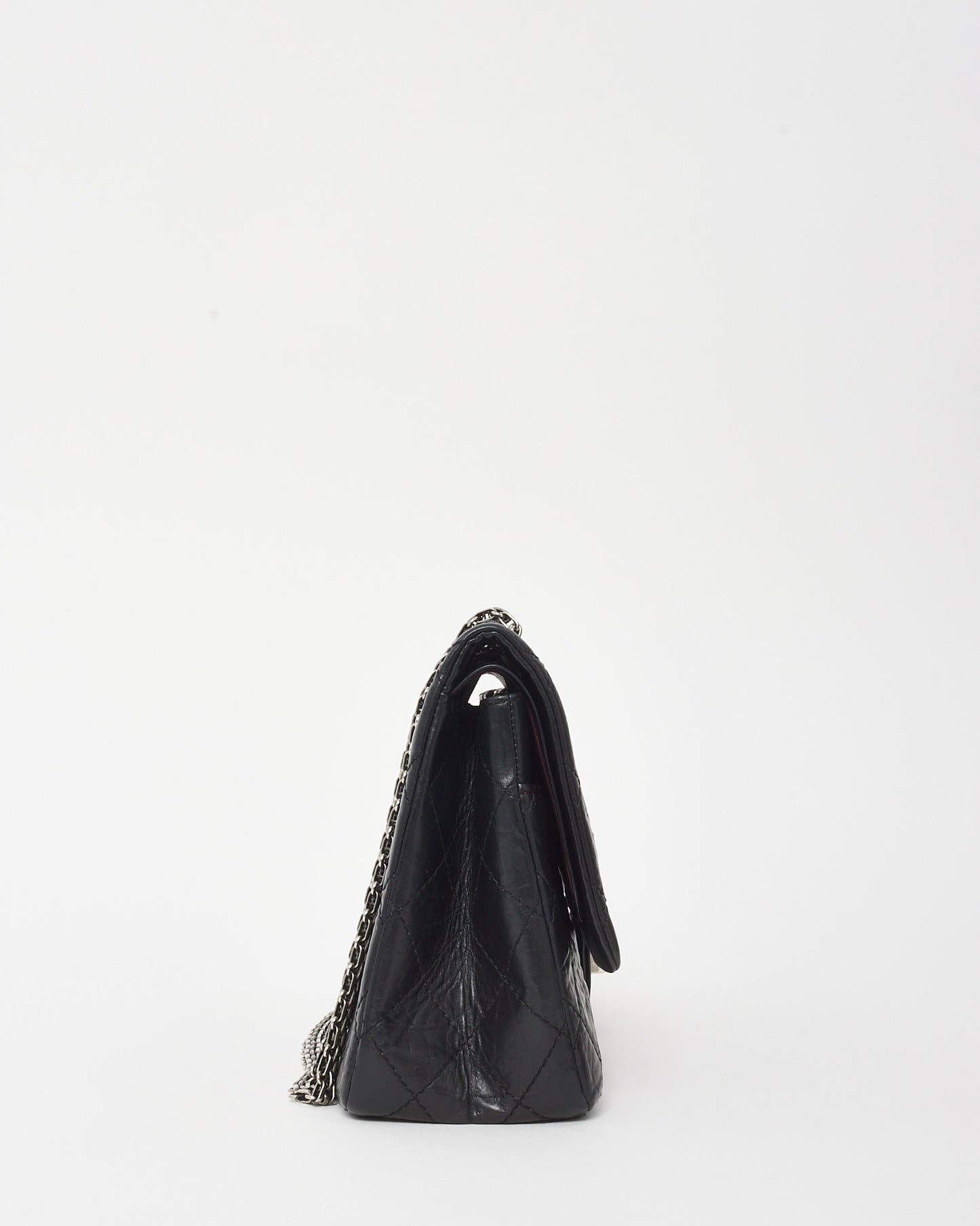 Chanel Black Aged Calfskin Quilted 2.55 Reissue 227 Double Flap Bag SHW