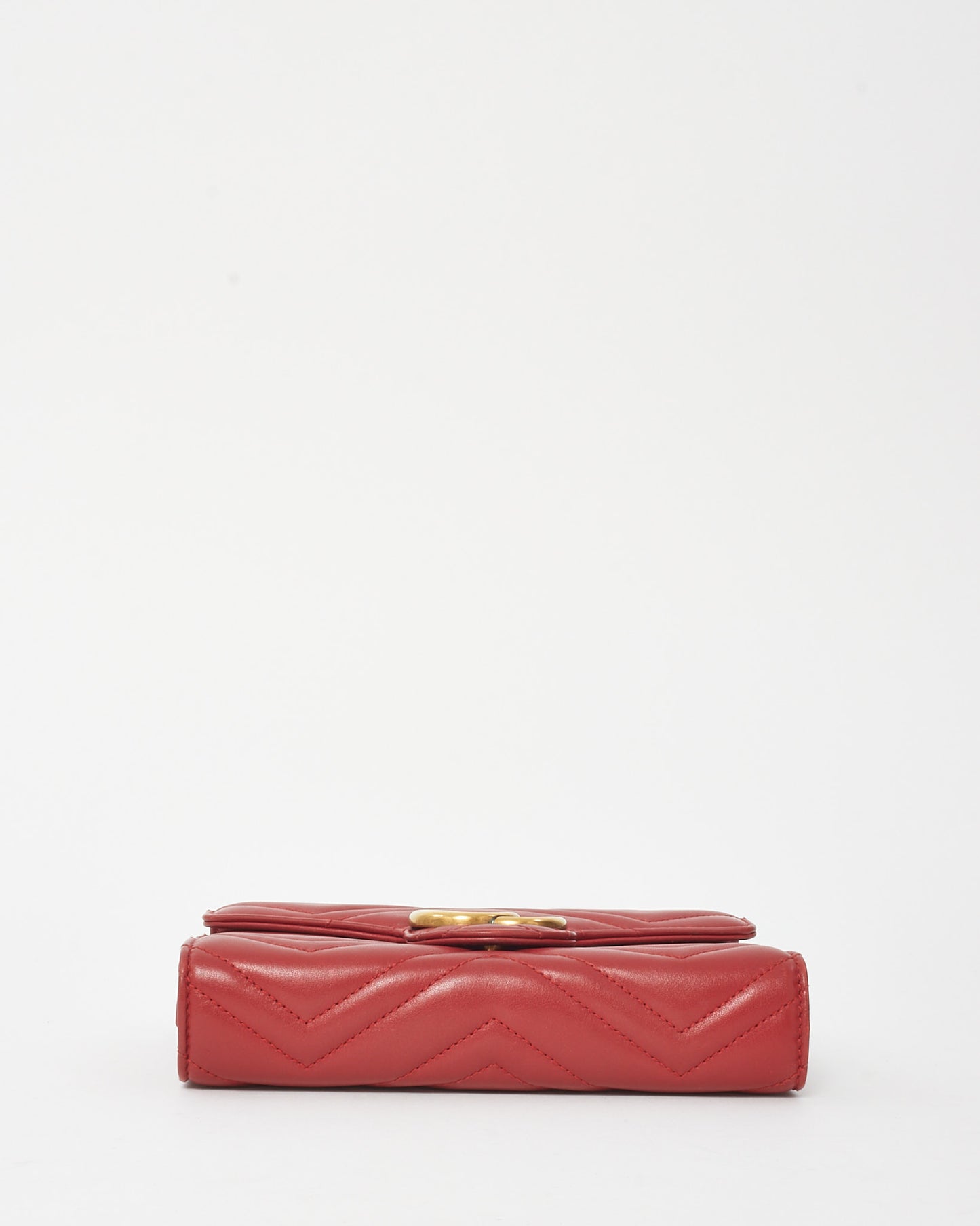 Gucci Red Chevron Leather GG Marmont (WOC) Wallet On Chain Crossbody Bag