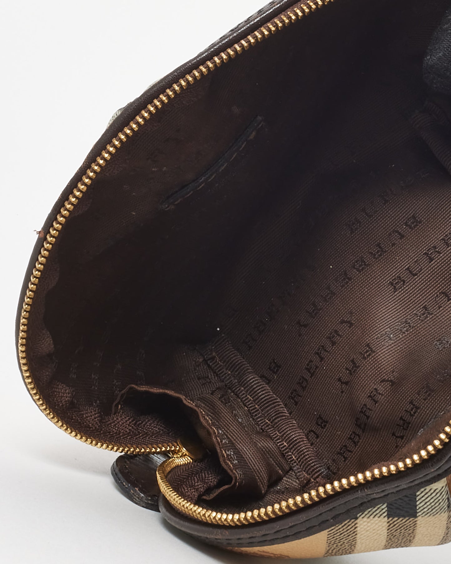 Burberry Beige Haymarket Check Coated Canvas Zip Pouch