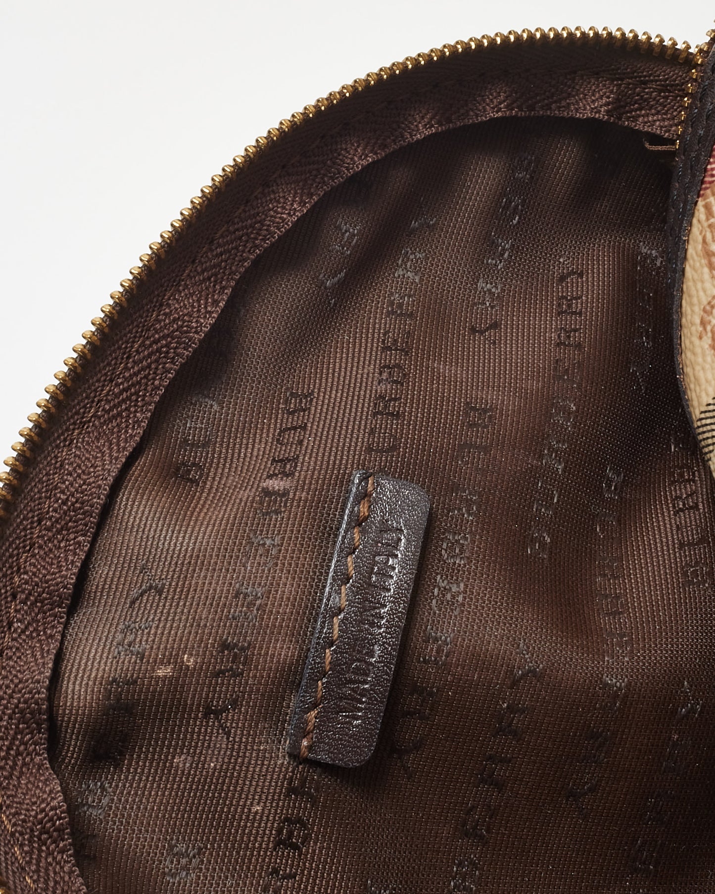 Burberry Beige Haymarket Check Coated Canvas Zip Pouch