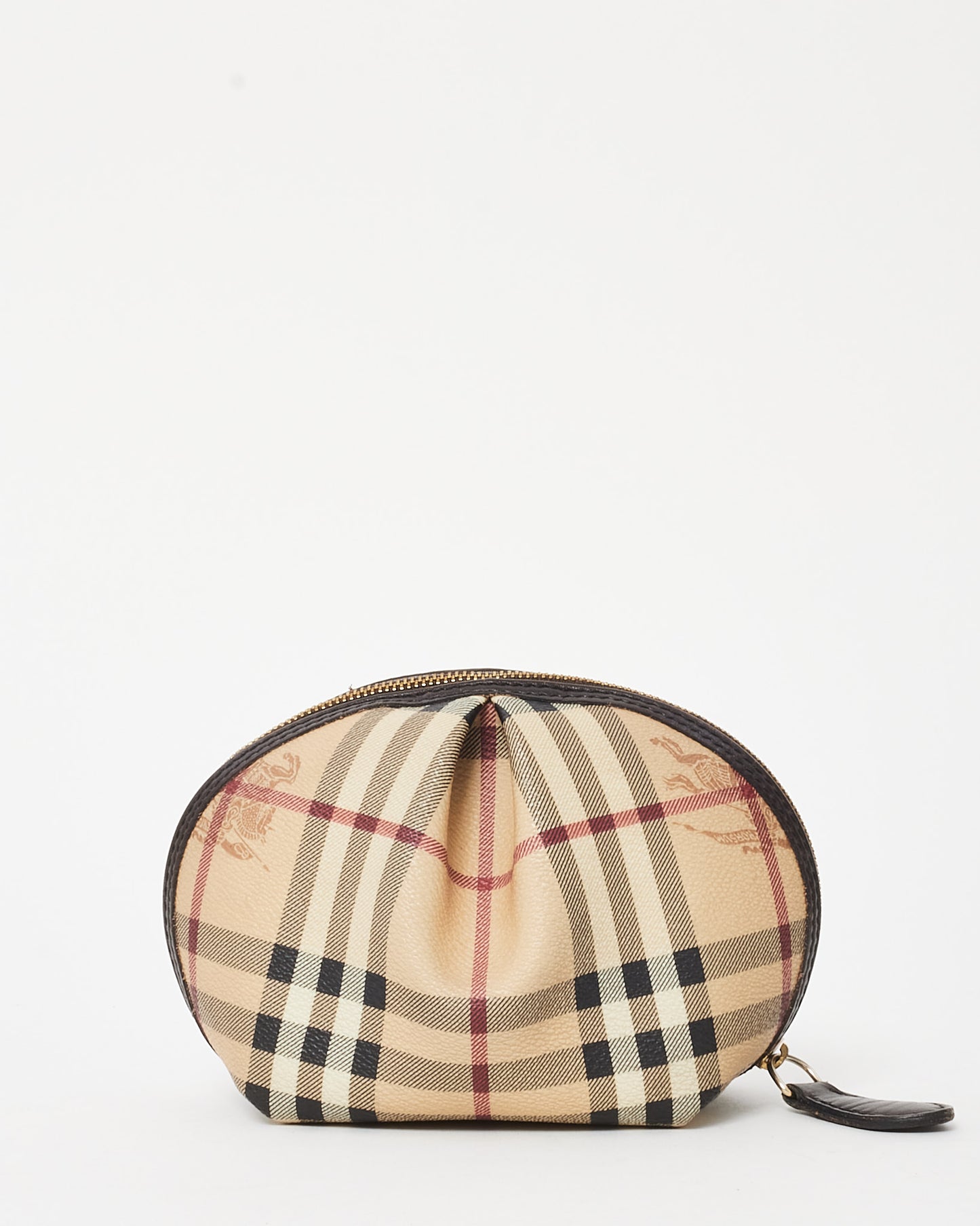 Burberry Beige Haymarket Check Coated Canvas Zip Pouch
