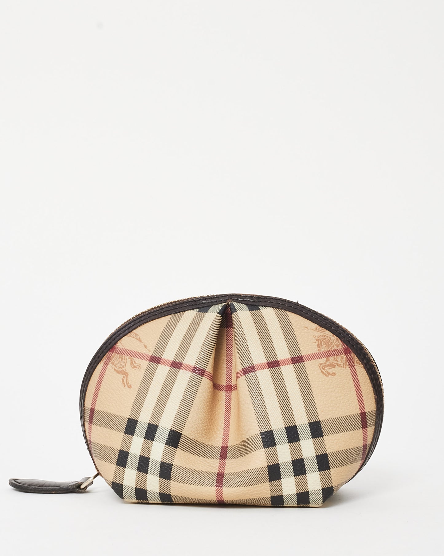 Burberry Beige Haymarket Check Coated Canvas Zip Pouch