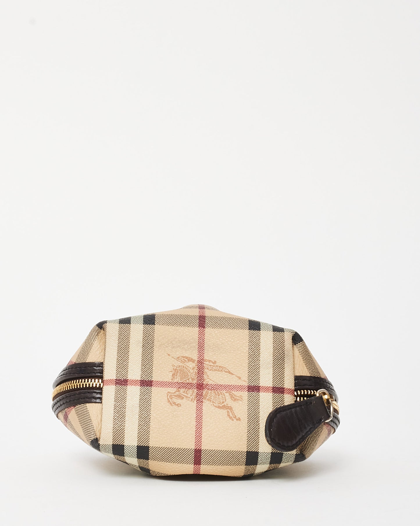 Burberry Beige Haymarket Check Coated Canvas Zip Pouch