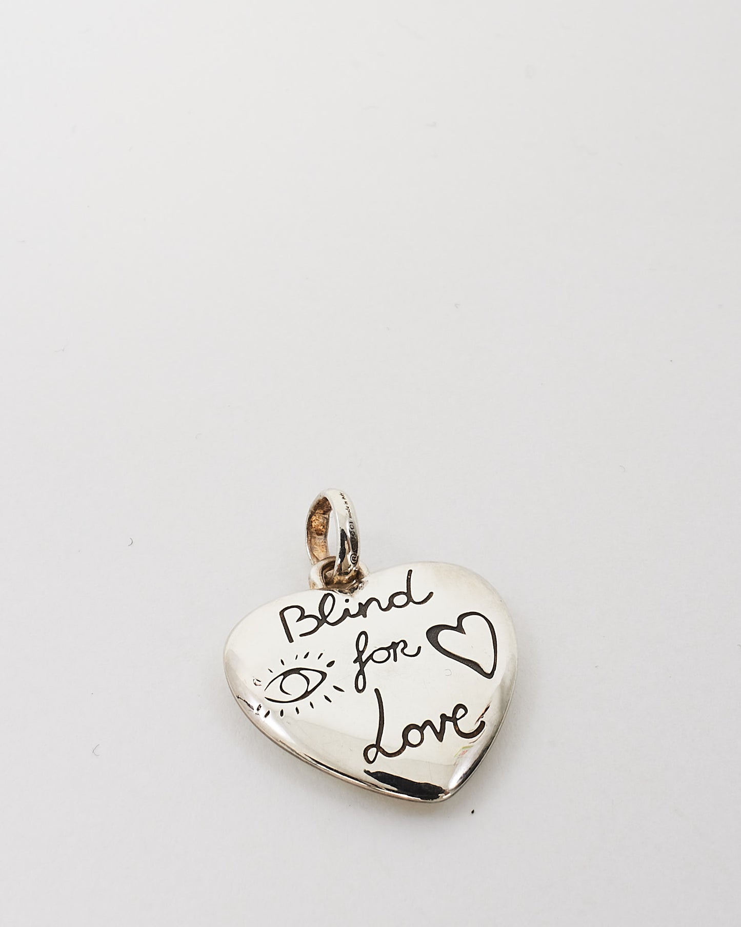 Gucci Silver 'Blind For Love' Heart Pendant
