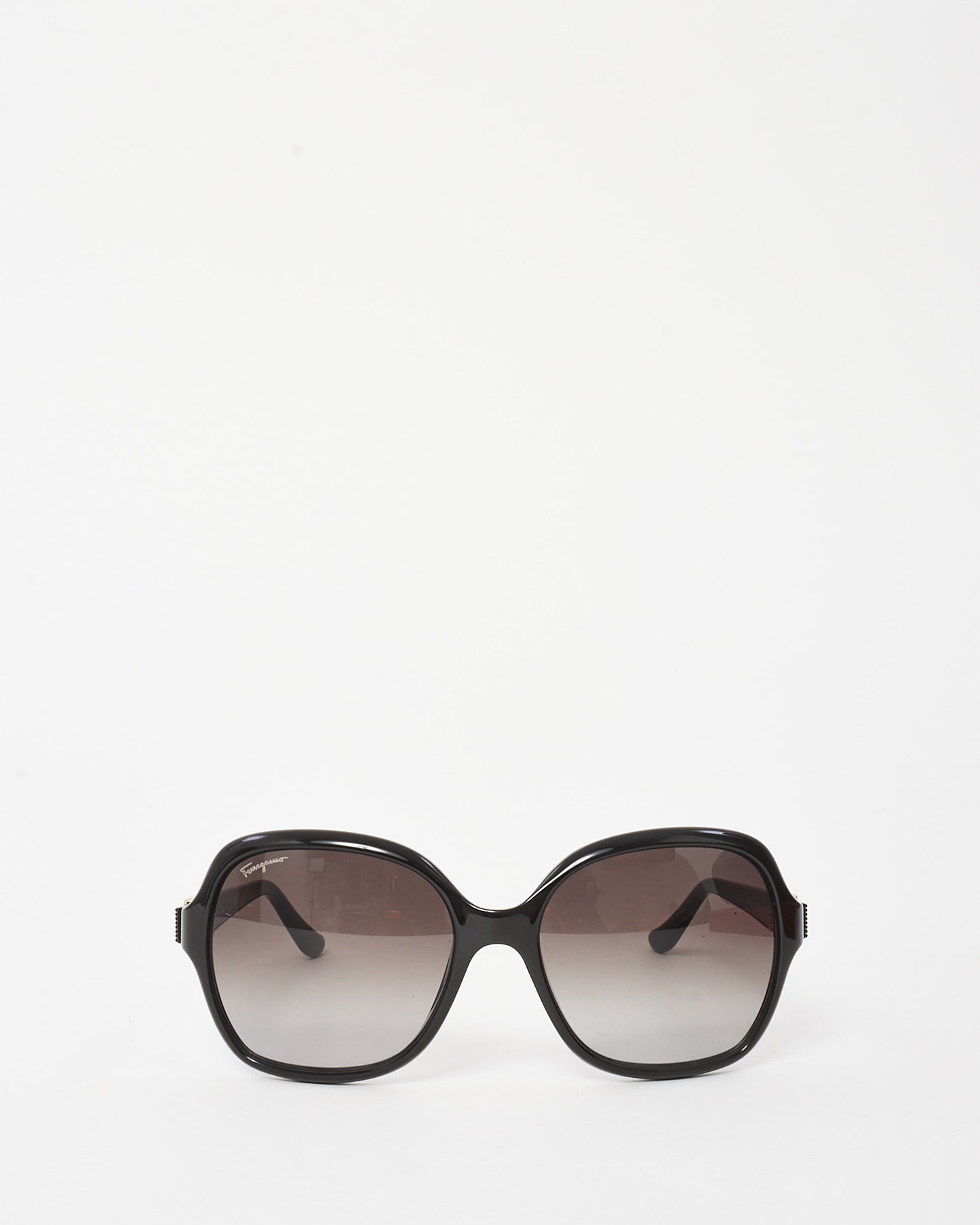 Salvatore Ferragamo Black SF761S Silver Studded Round Oversized Sunglasses