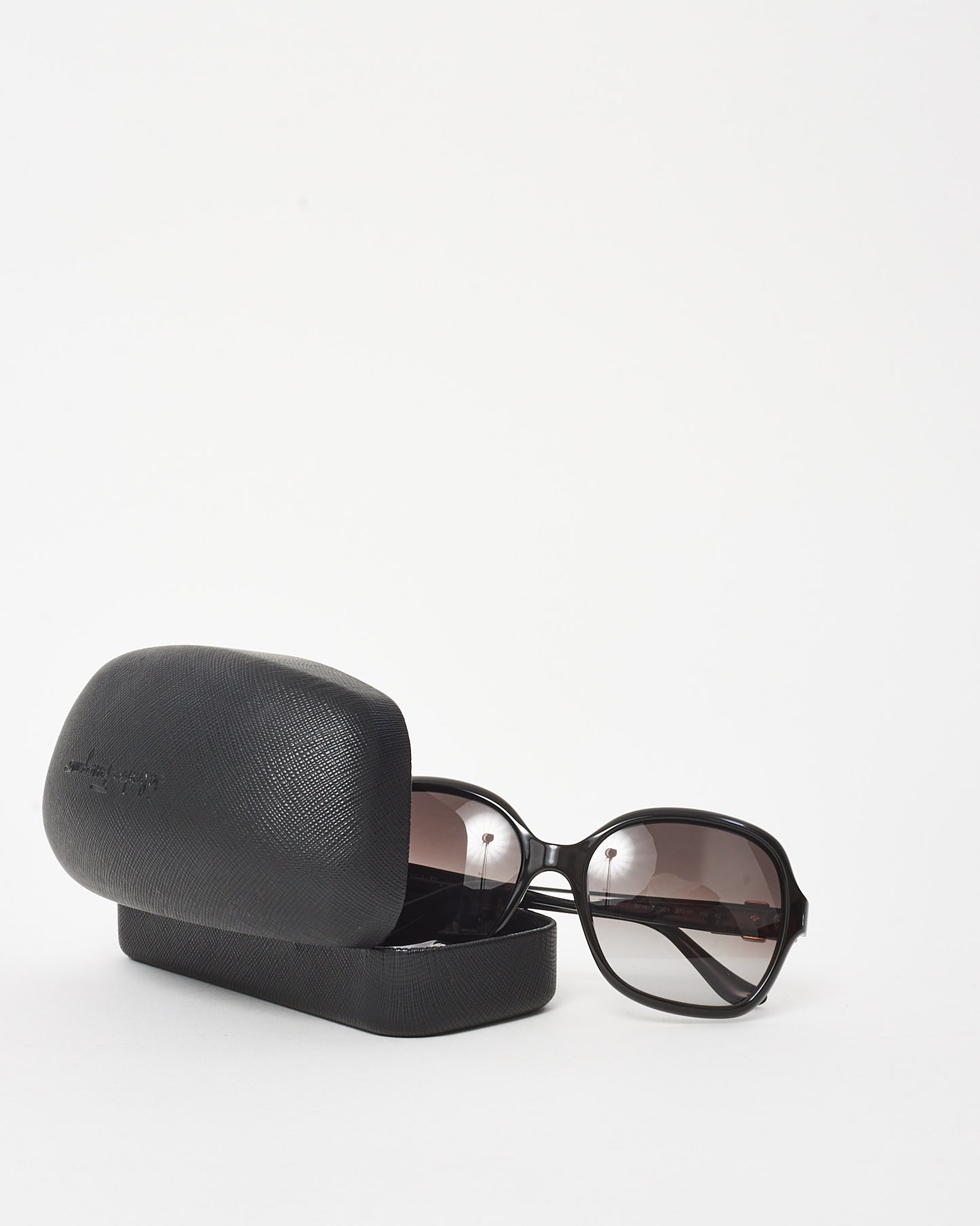 Salvatore Ferragamo Black SF761S Silver Studded Round Oversized Sunglasses