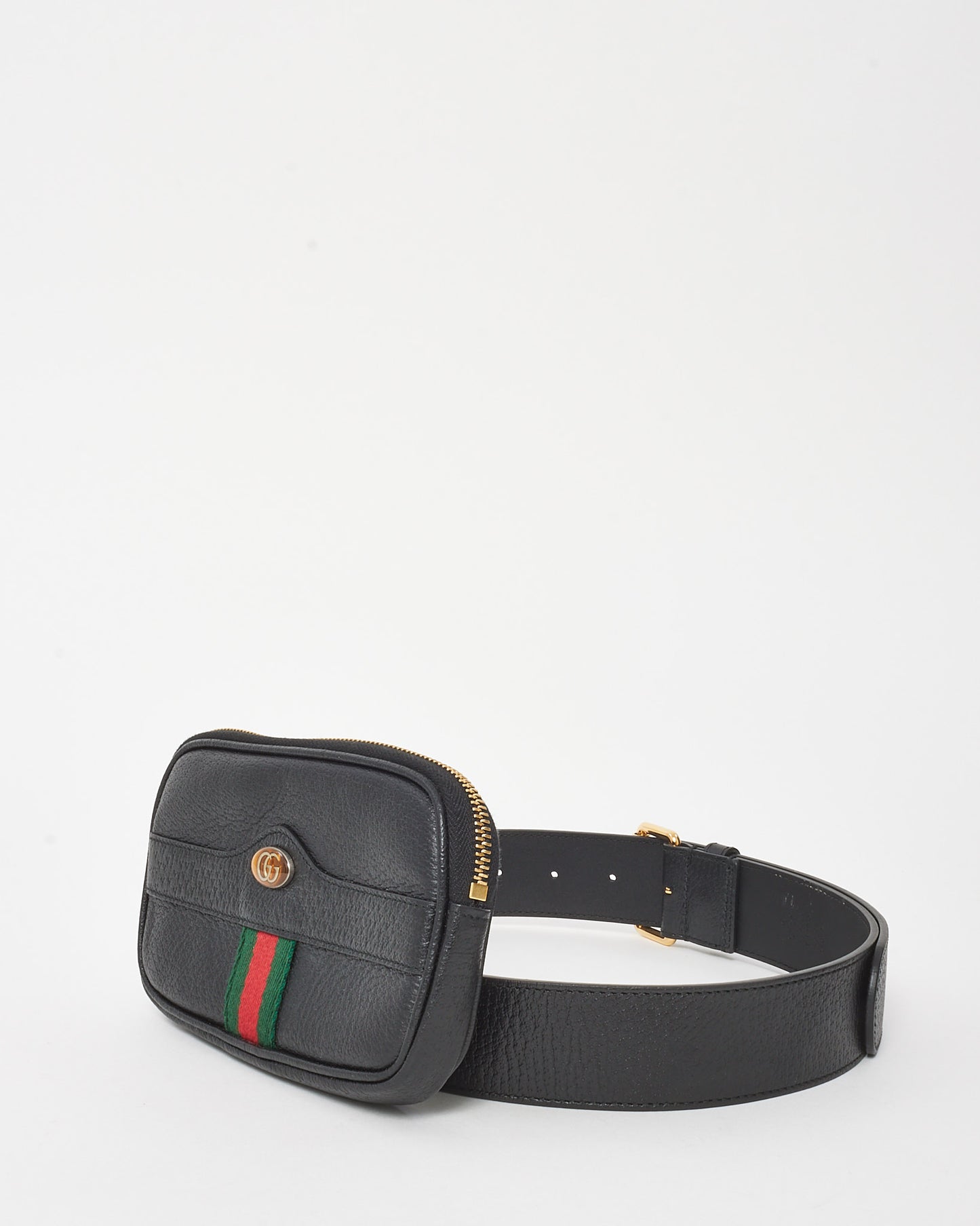 Gucci Black Leather Ophidia Web Belt Bag - 85/34