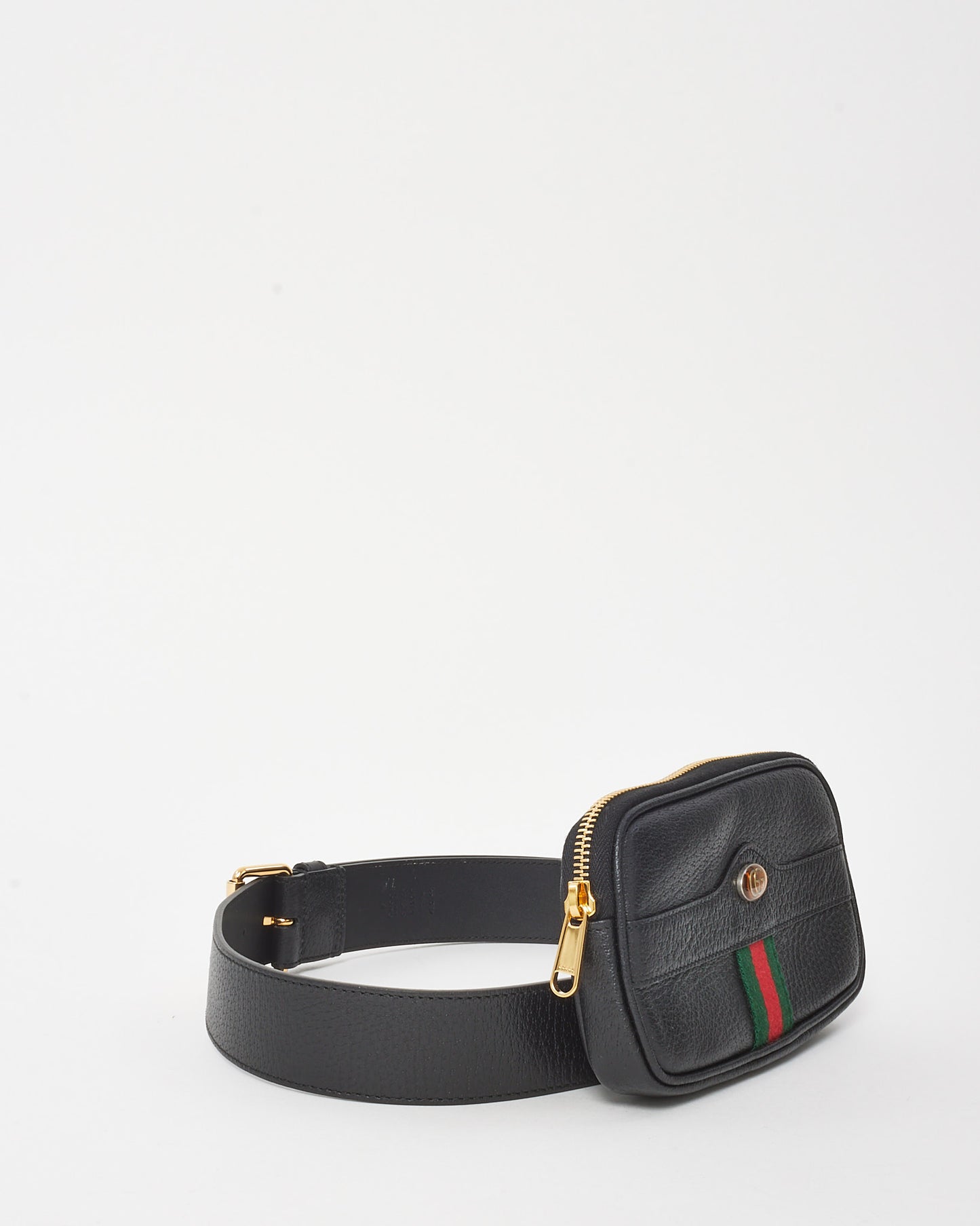 Gucci Black Leather Ophidia Web Belt Bag - 85/34
