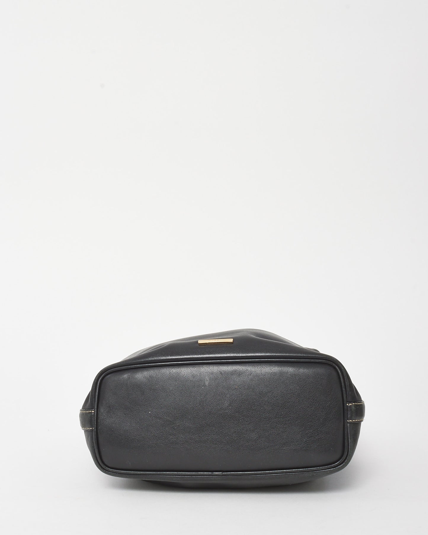 Gucci Vintage Black Leather Zip Hobo Shoulder Bag