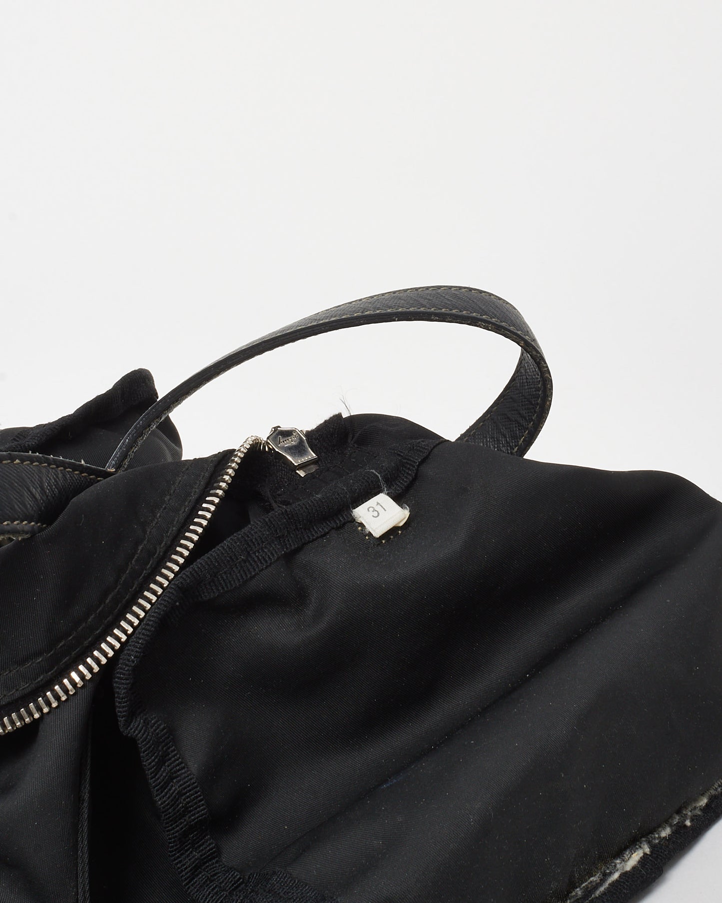 Prada Black Leather Trim Nylon Tessuto Bauletto Bowler Bag