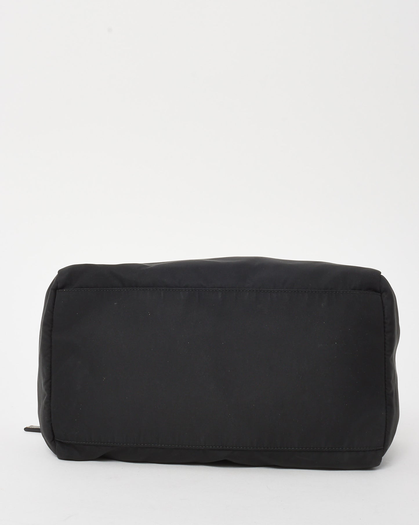 Prada Black Leather Trim Nylon Tessuto Bauletto Bowler Bag