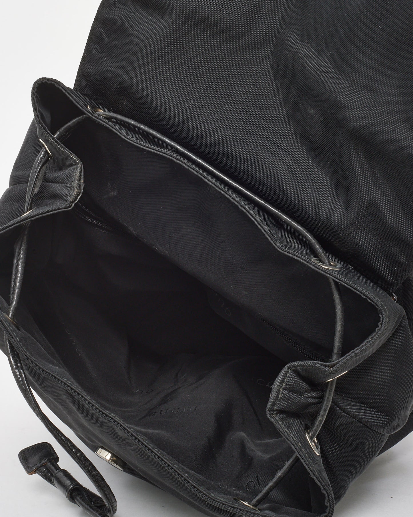 Gucci Black Canvas Logo Drawstring Rucksack Backpack