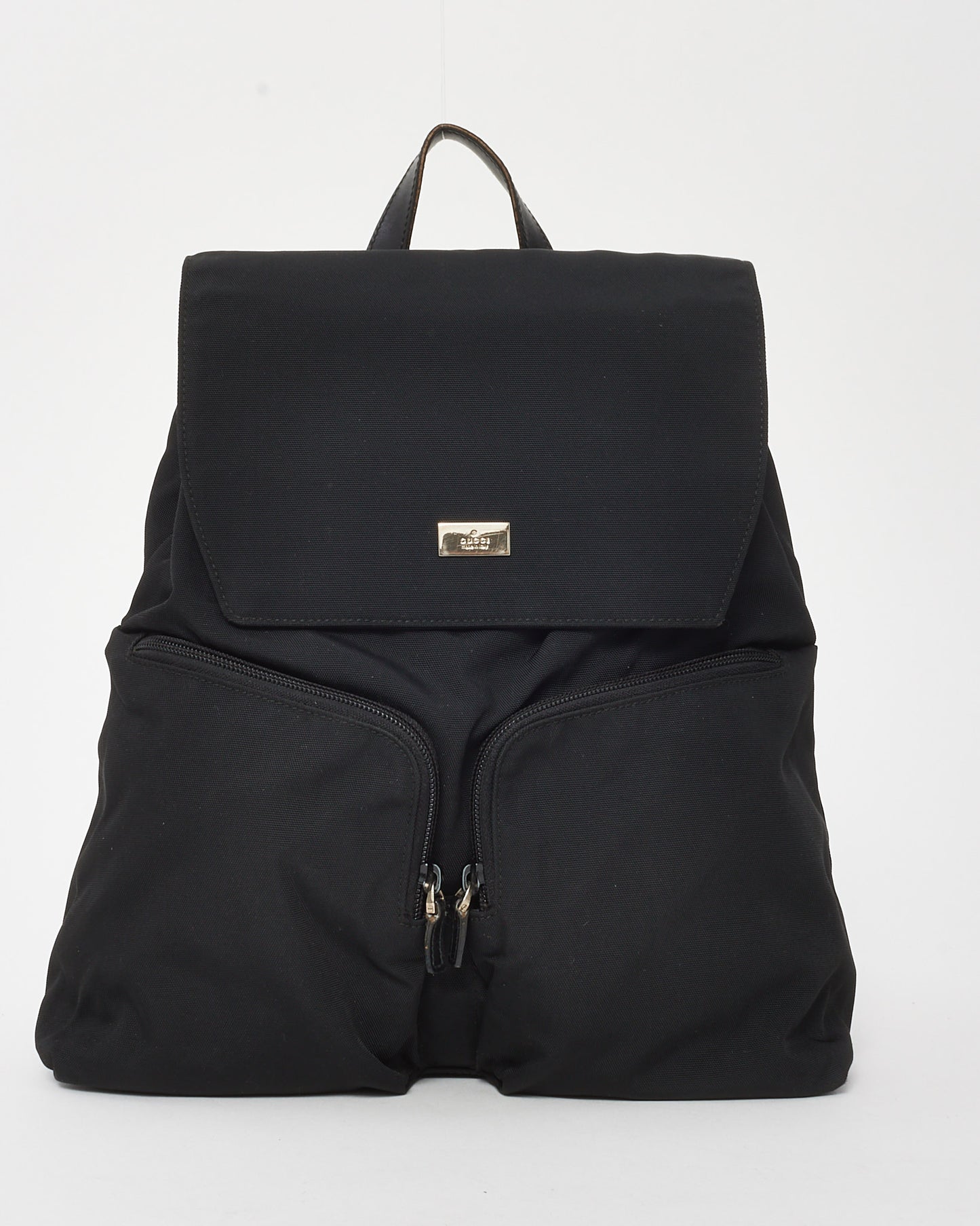 Gucci Black Canvas Logo Drawstring Rucksack Backpack