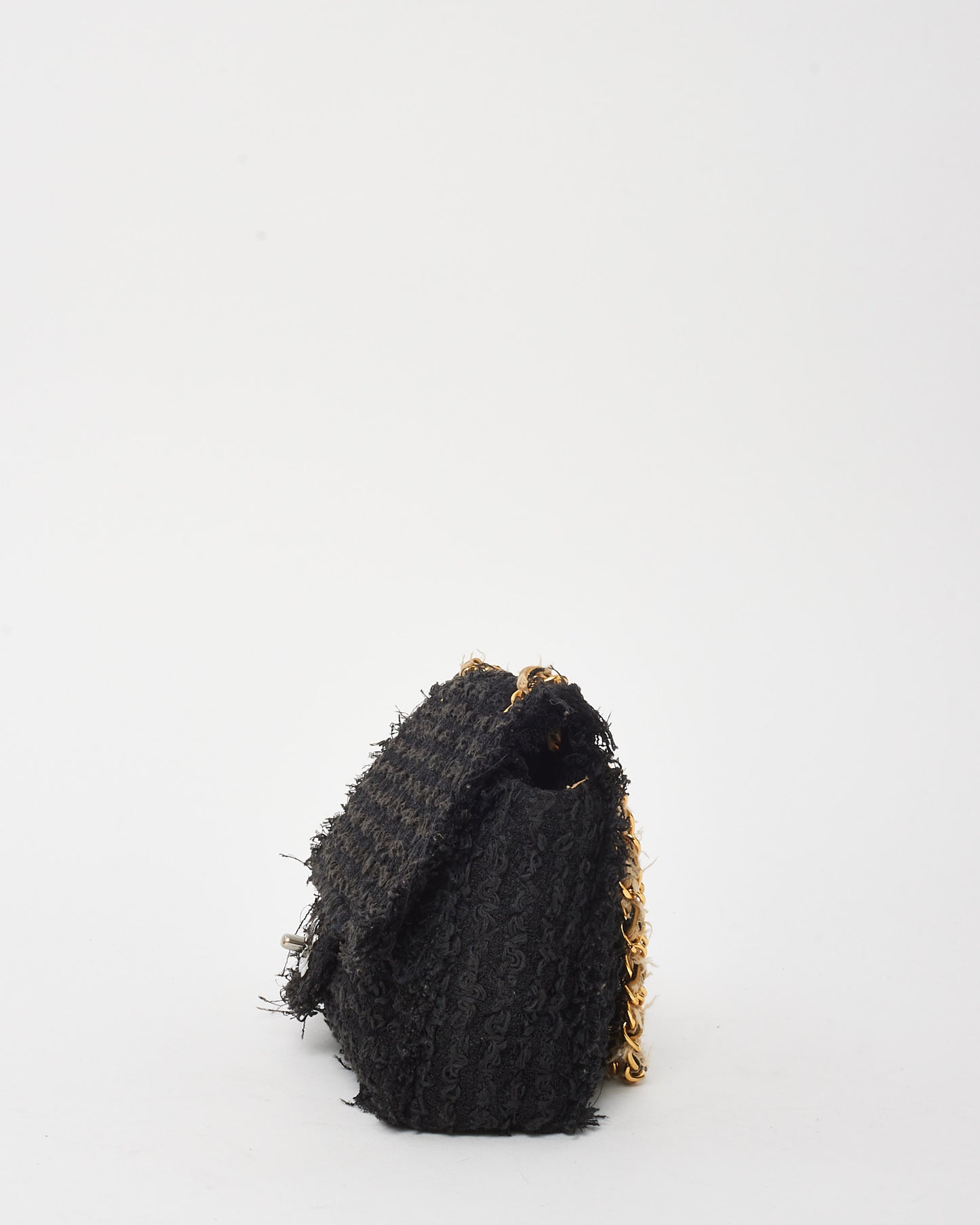 Chanel Black Tweed Medium Classic Single Flap Bag GHW