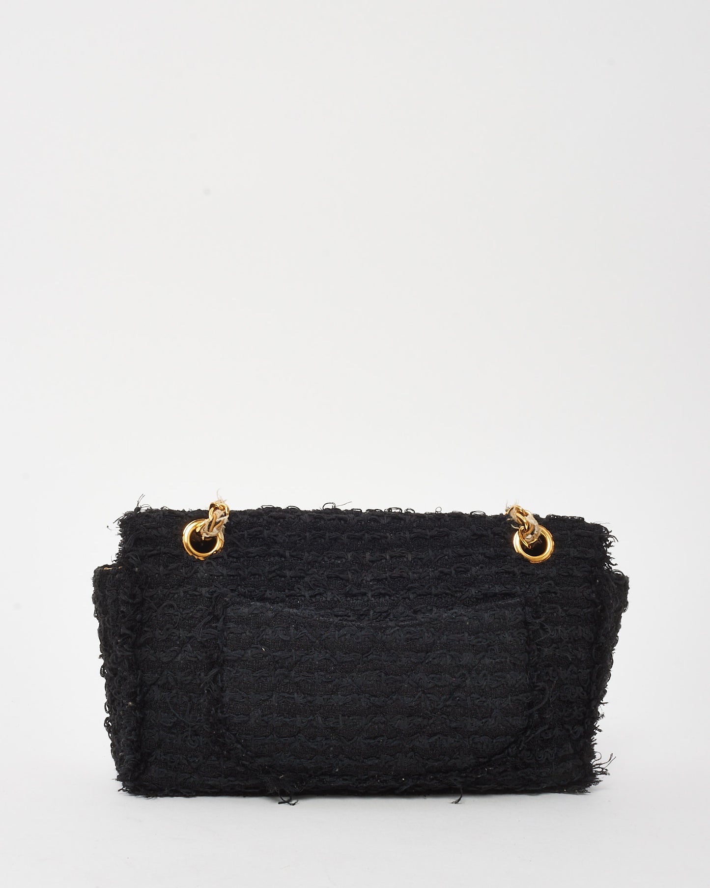 Chanel Black Tweed Medium Classic Single Flap Bag GHW