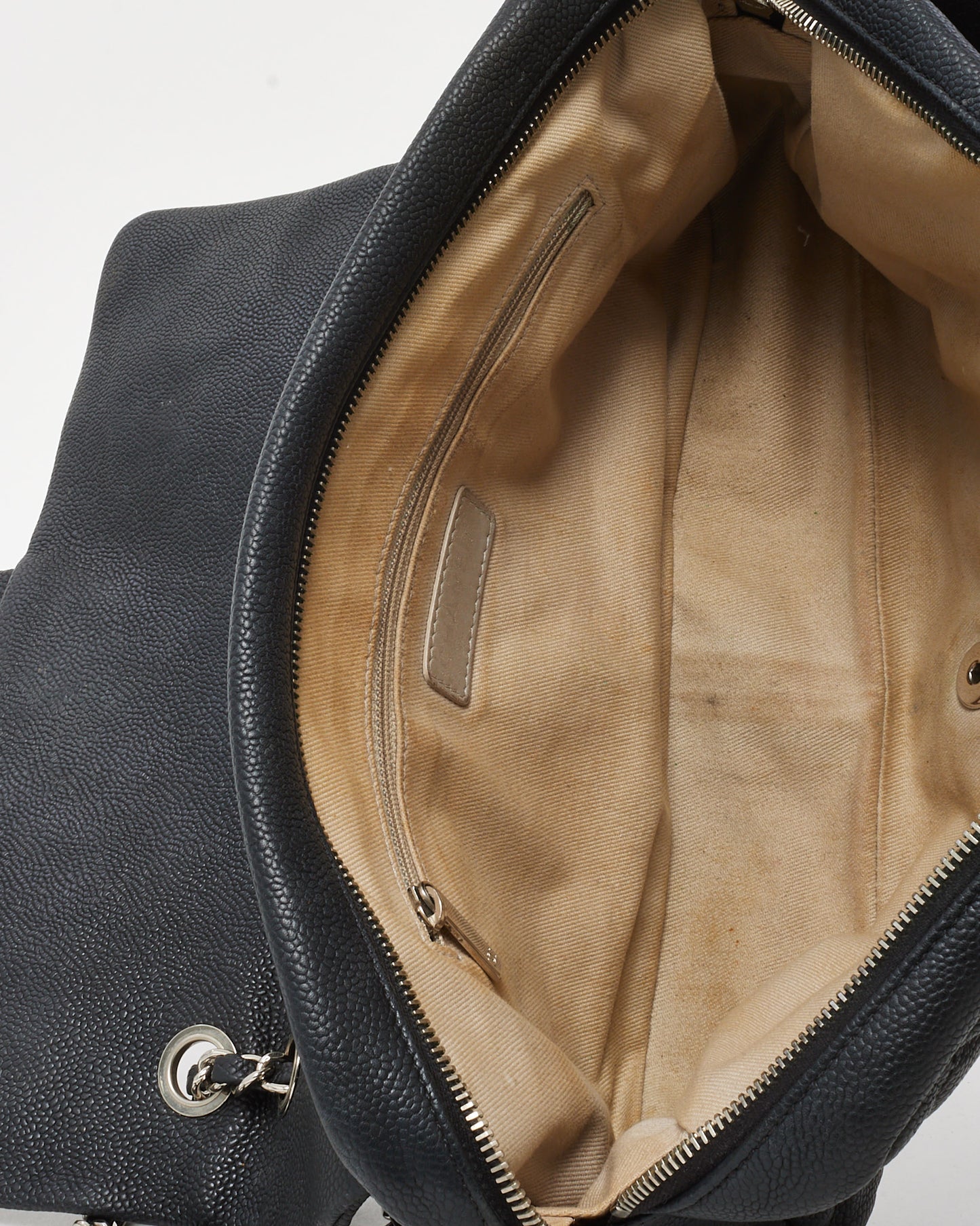 Chanel Black Quilted Caviar Leather Jumbo Easy Flap Bag SHW