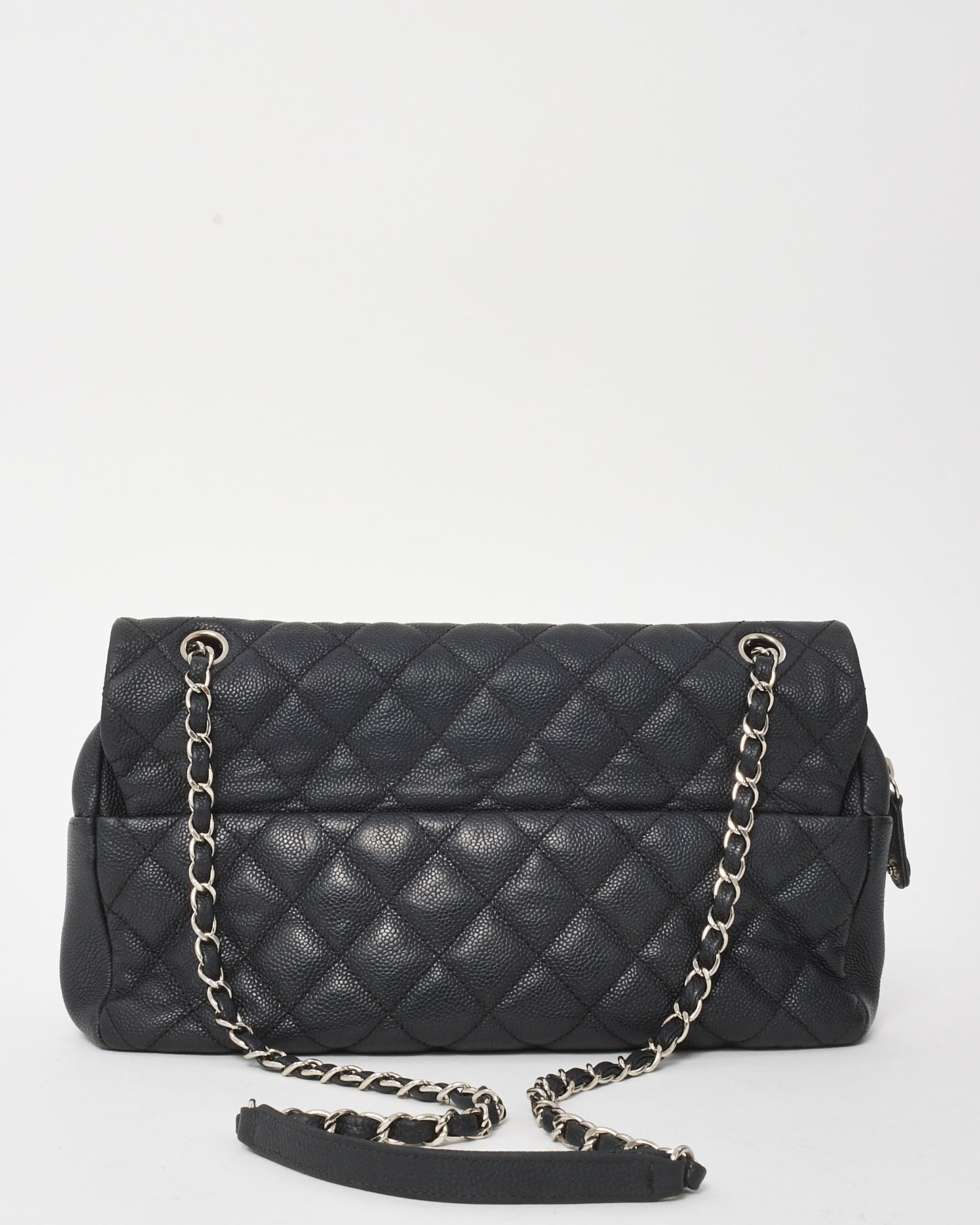 Chanel Black Quilted Caviar Leather Jumbo Easy Flap Bag SHW