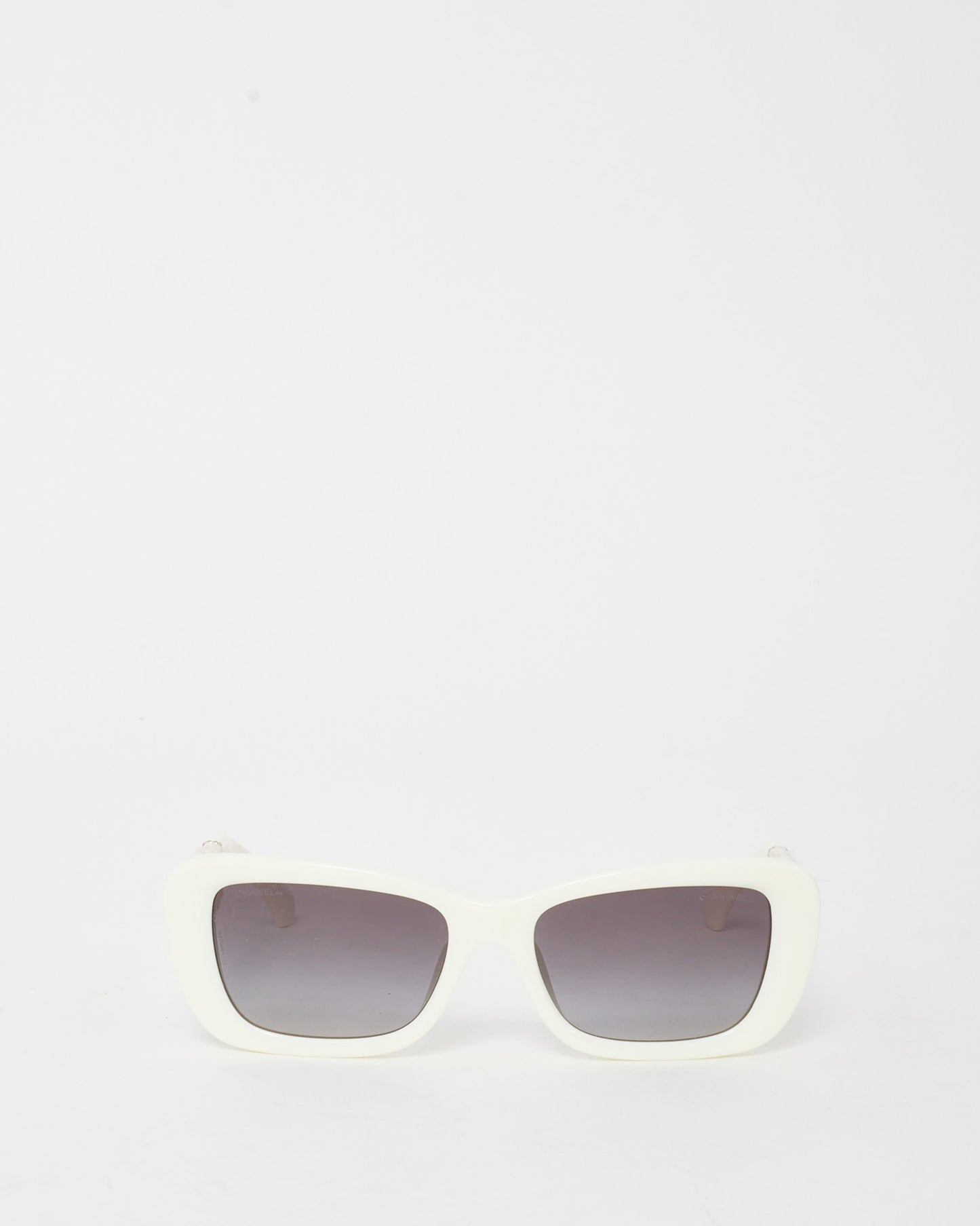 Chanel White Acetate Tweed Wool CC Rectangle 5514 Sunglasses