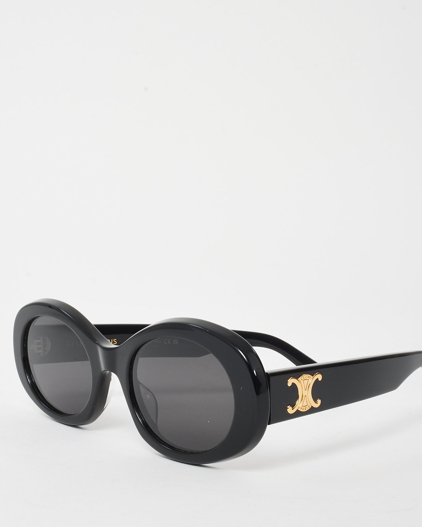 Celine Black Acetate CL40194 Triomphe Oval Sunglasses