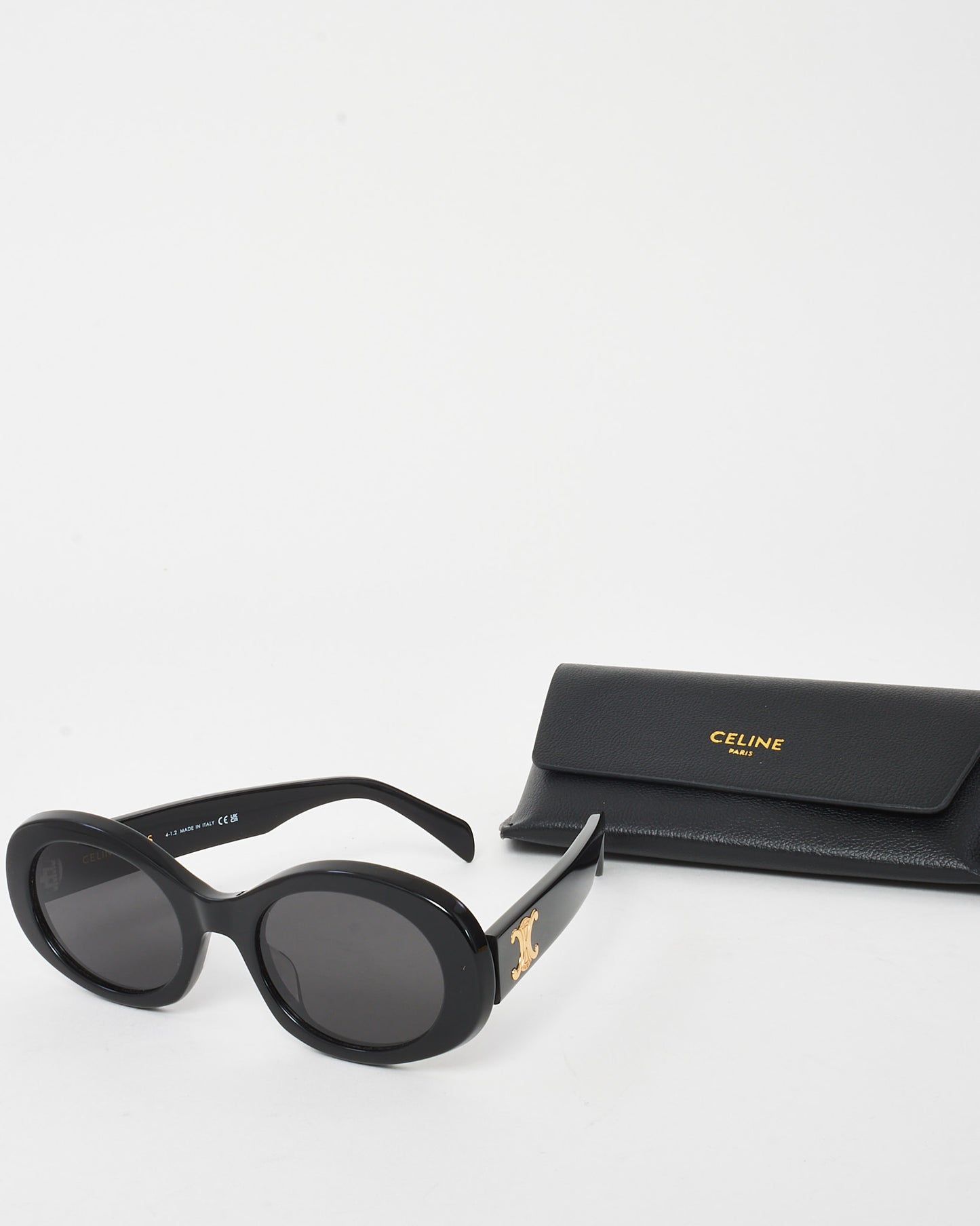 Celine Black Acetate CL40194 Triomphe Oval Sunglasses