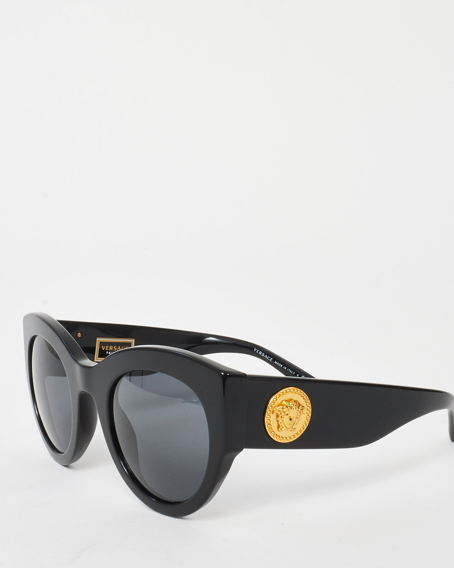 Versace Black Acetate VE4353 Cat Eye Medusa Head Sunglasses