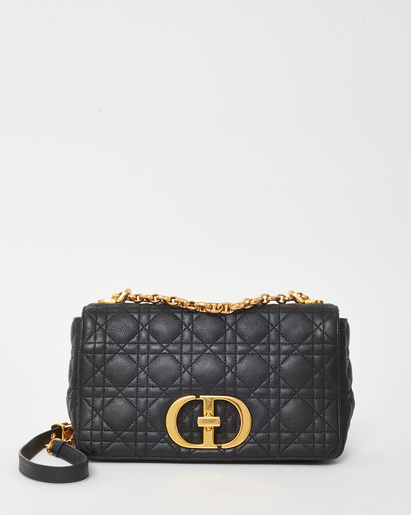 Dior Black Cannage Calfskin Leather Large Dior Caro Bag