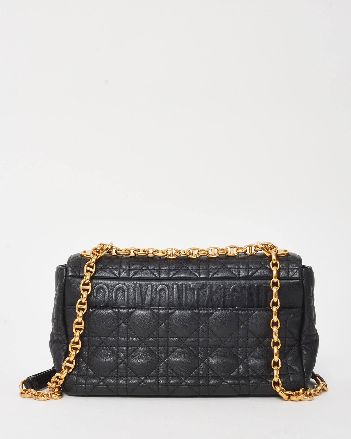 Dior Black Cannage Calfskin Leather Large Dior Caro Bag