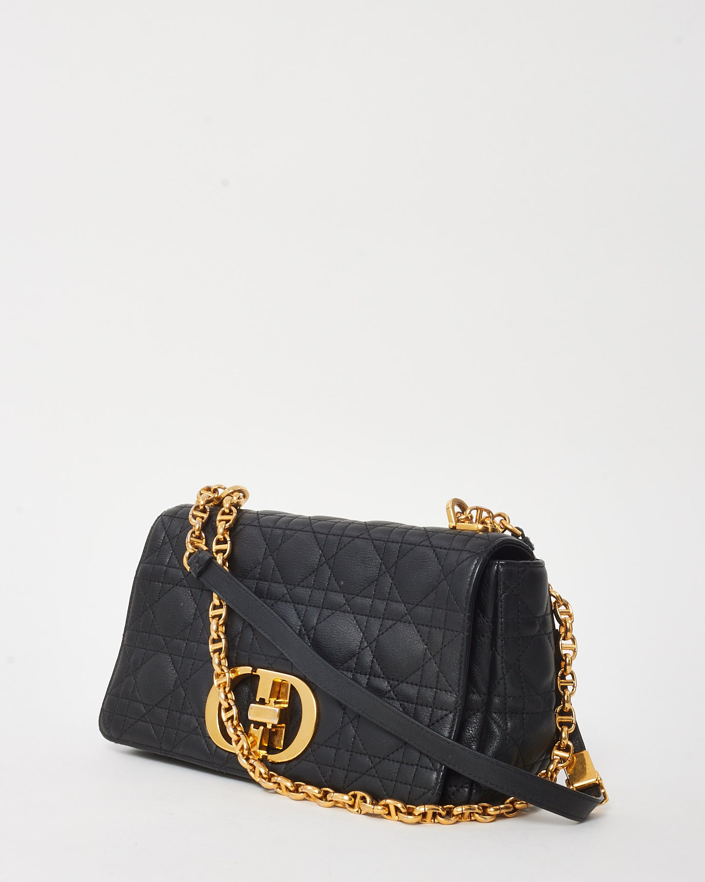 Dior Black Cannage Calfskin Leather Large Dior Caro Bag