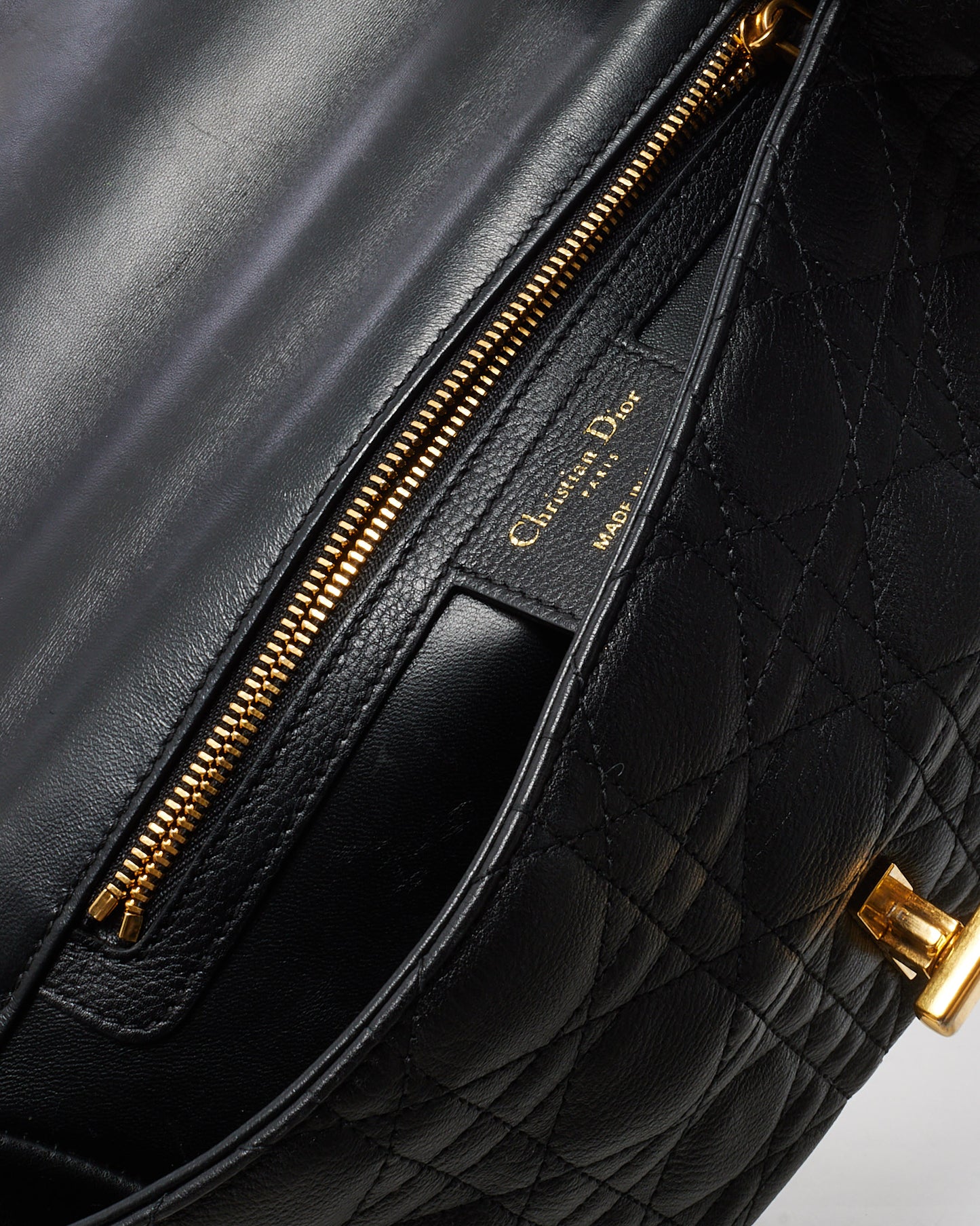 Dior Black Cannage Calfskin Leather Large Dior Caro Bag