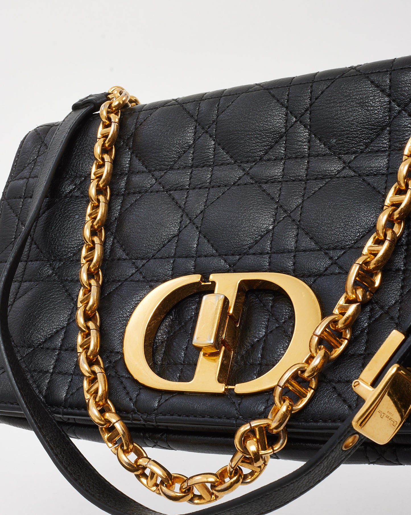 Dior Black Cannage Calfskin Leather Large Dior Caro Bag