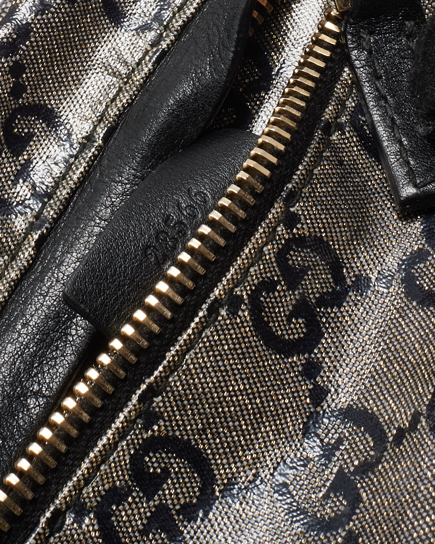 Gucci Grey and Navy Monogram GG Crystal Canvas Double Pocket Belt Bag