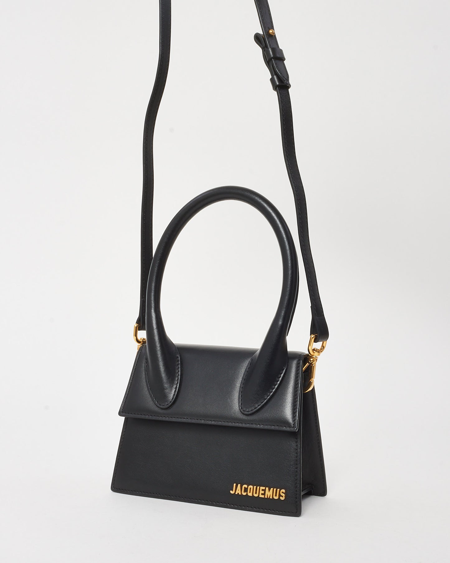 Jacquemus Black Leather "Le Grand Chiquito" Bag w/ Strap