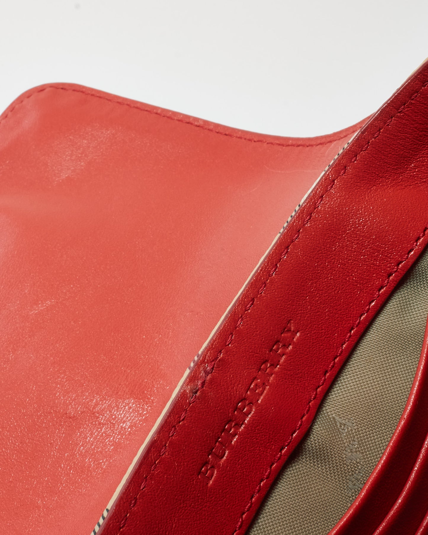 Burberry Red and Beige Haymarket Check Mini Tassel Crossbody Bag