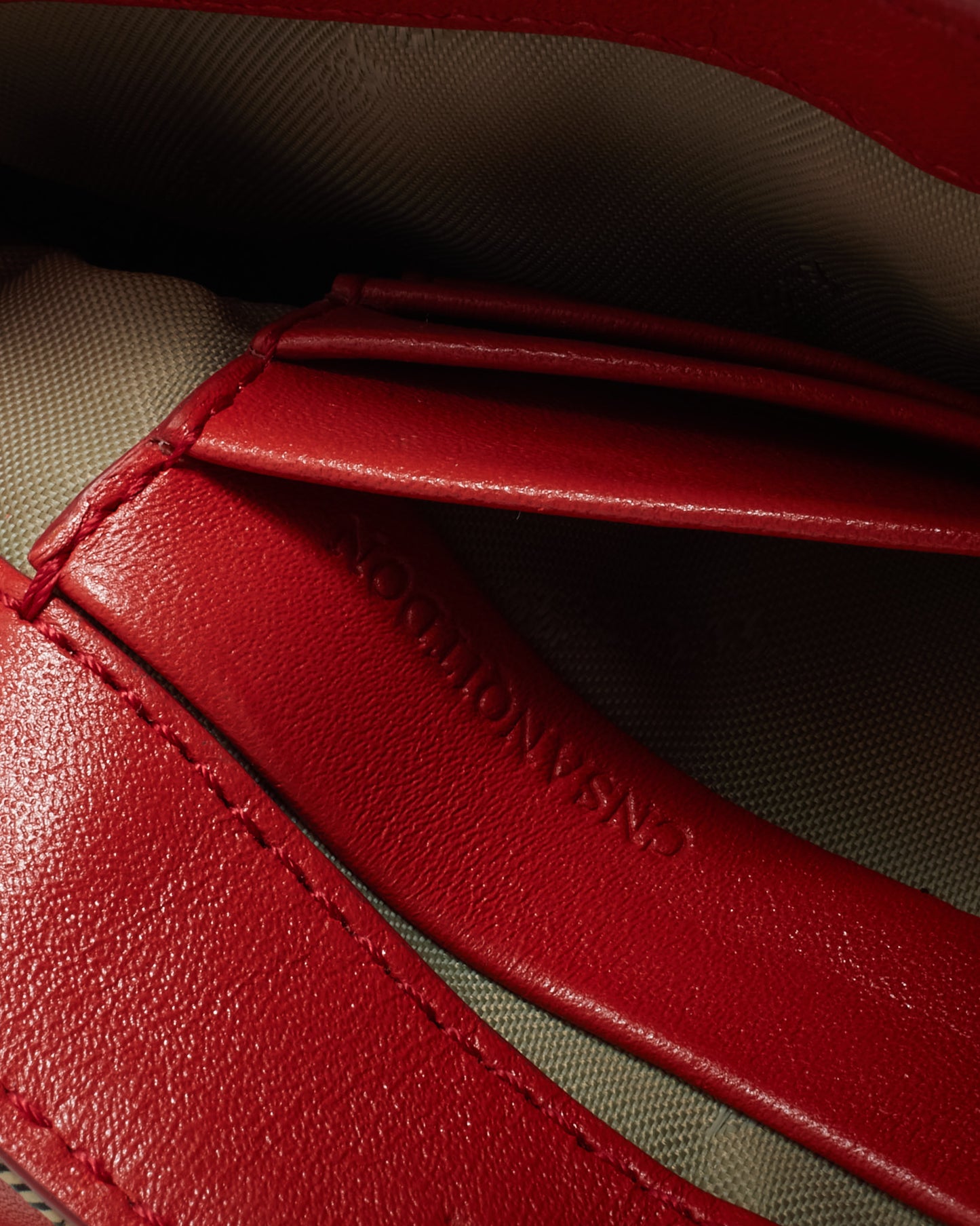 Burberry Red and Beige Haymarket Check Mini Tassel Crossbody Bag