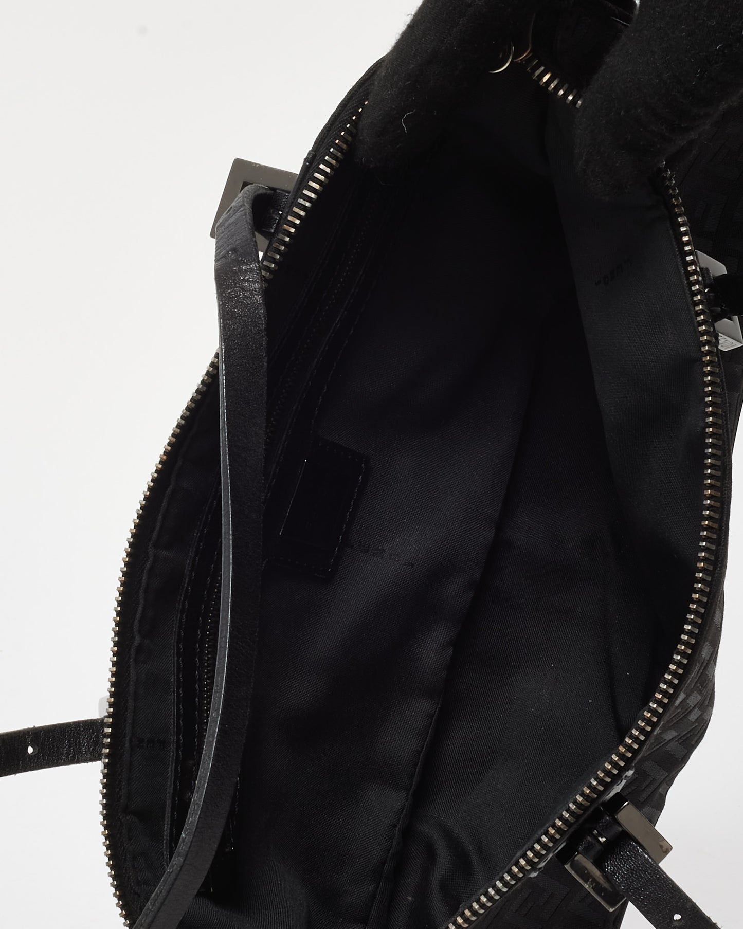 Fendi Black FF Zucchino Canvas E/W Shoulder Bag