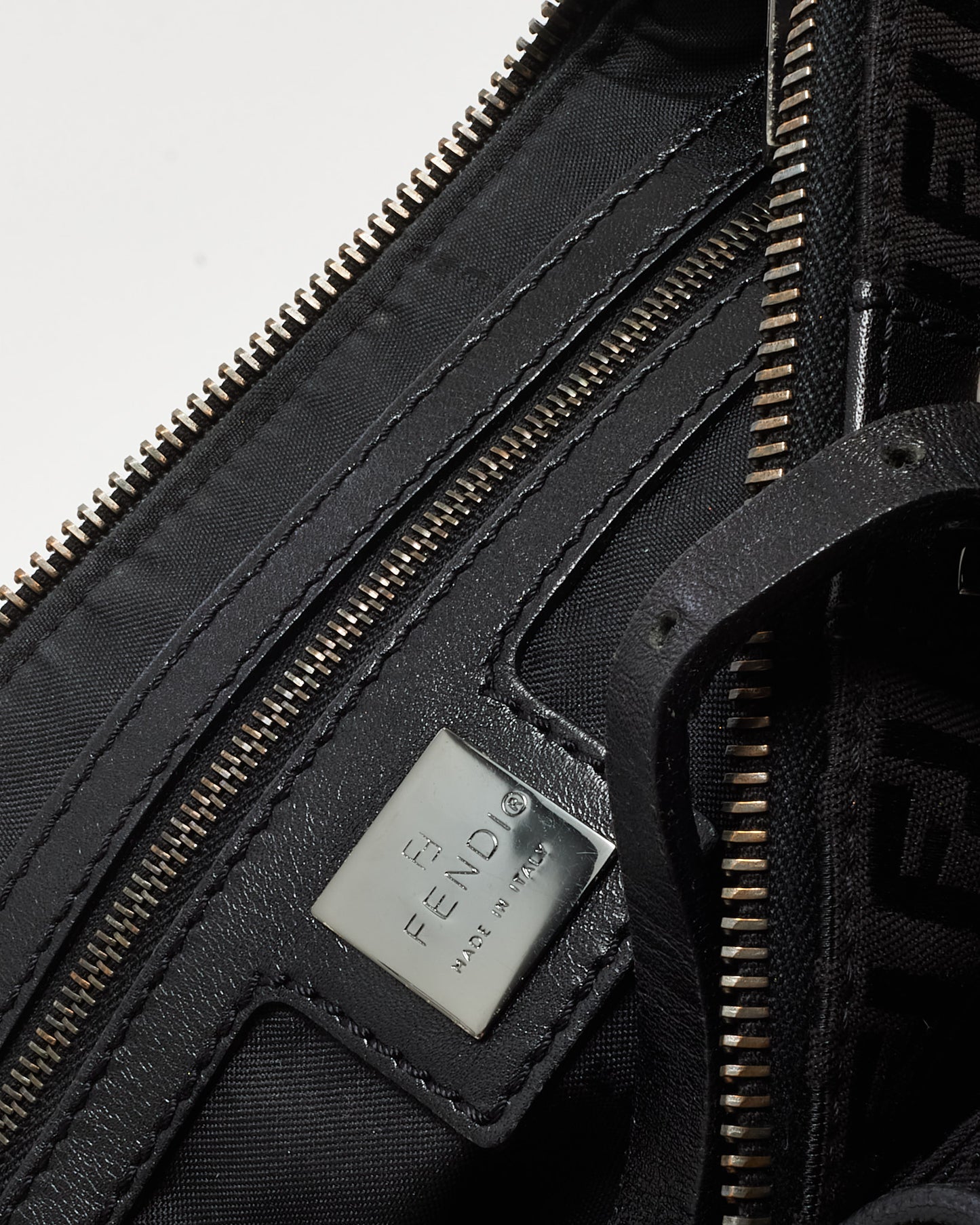 Fendi Black FF Zucchino Canvas E/W Shoulder Bag