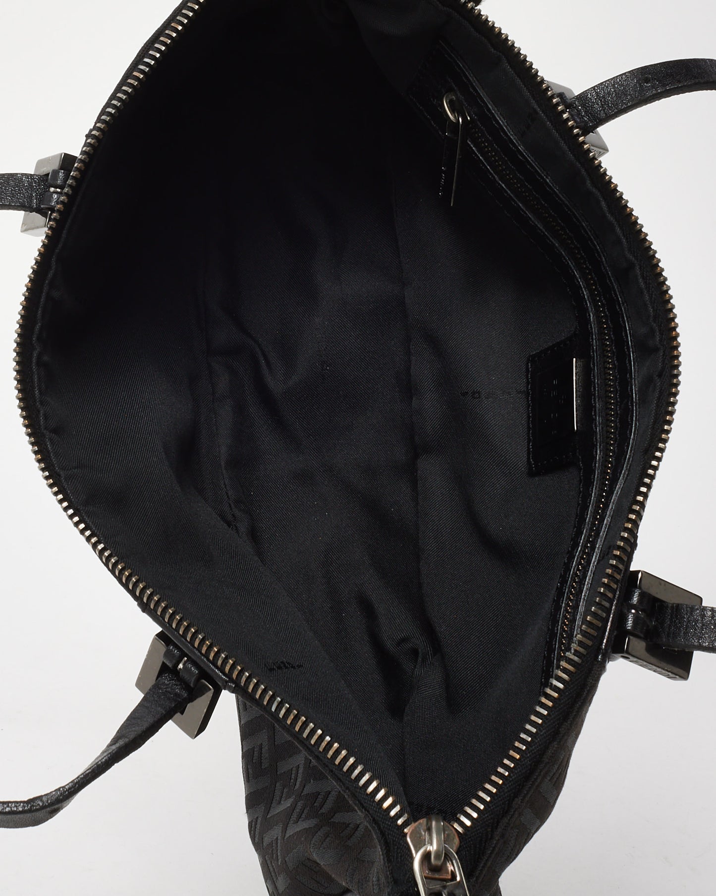 Fendi Black FF Zucchino Canvas E/W Shoulder Bag