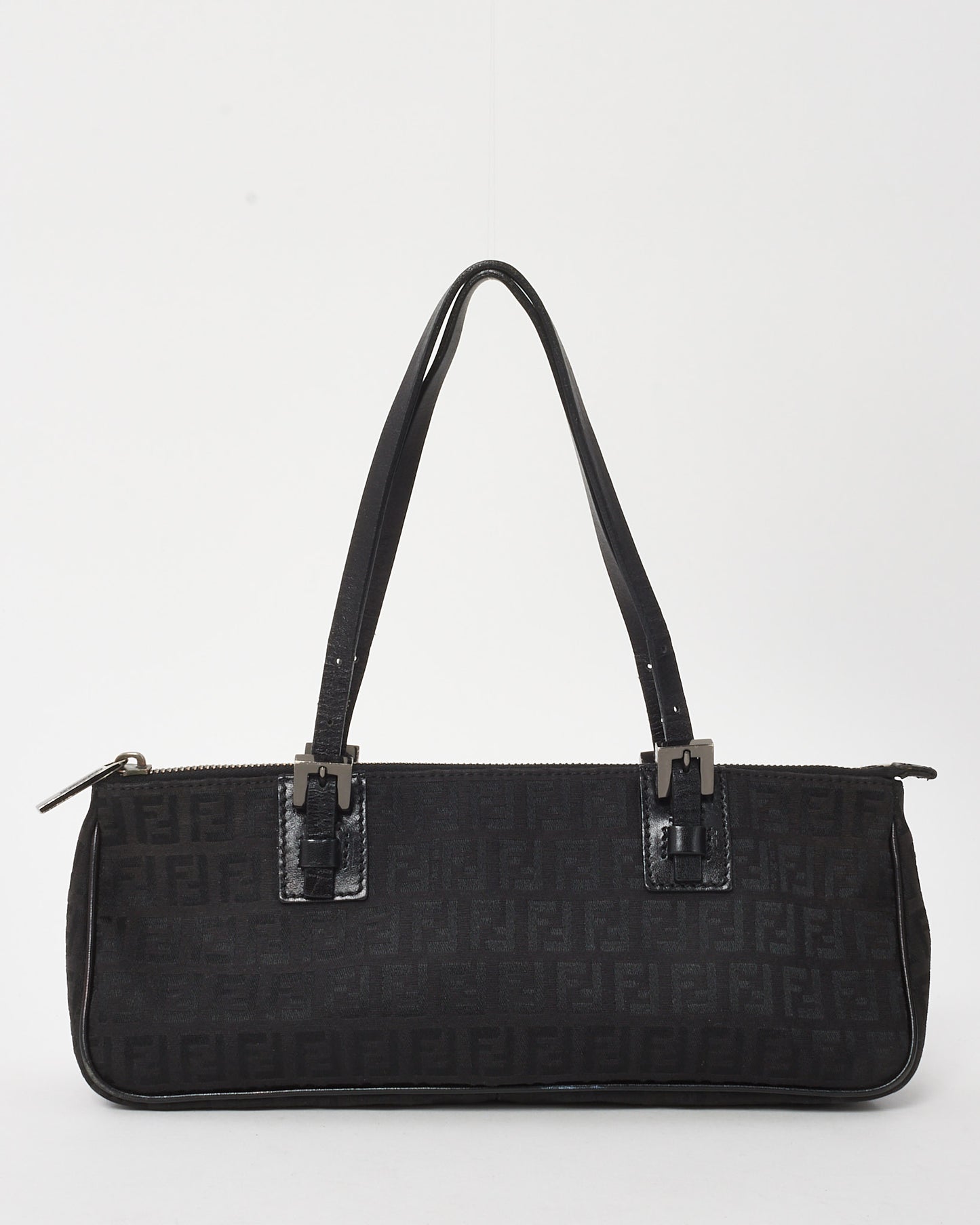 Fendi Black FF Zucchino Canvas E/W Shoulder Bag
