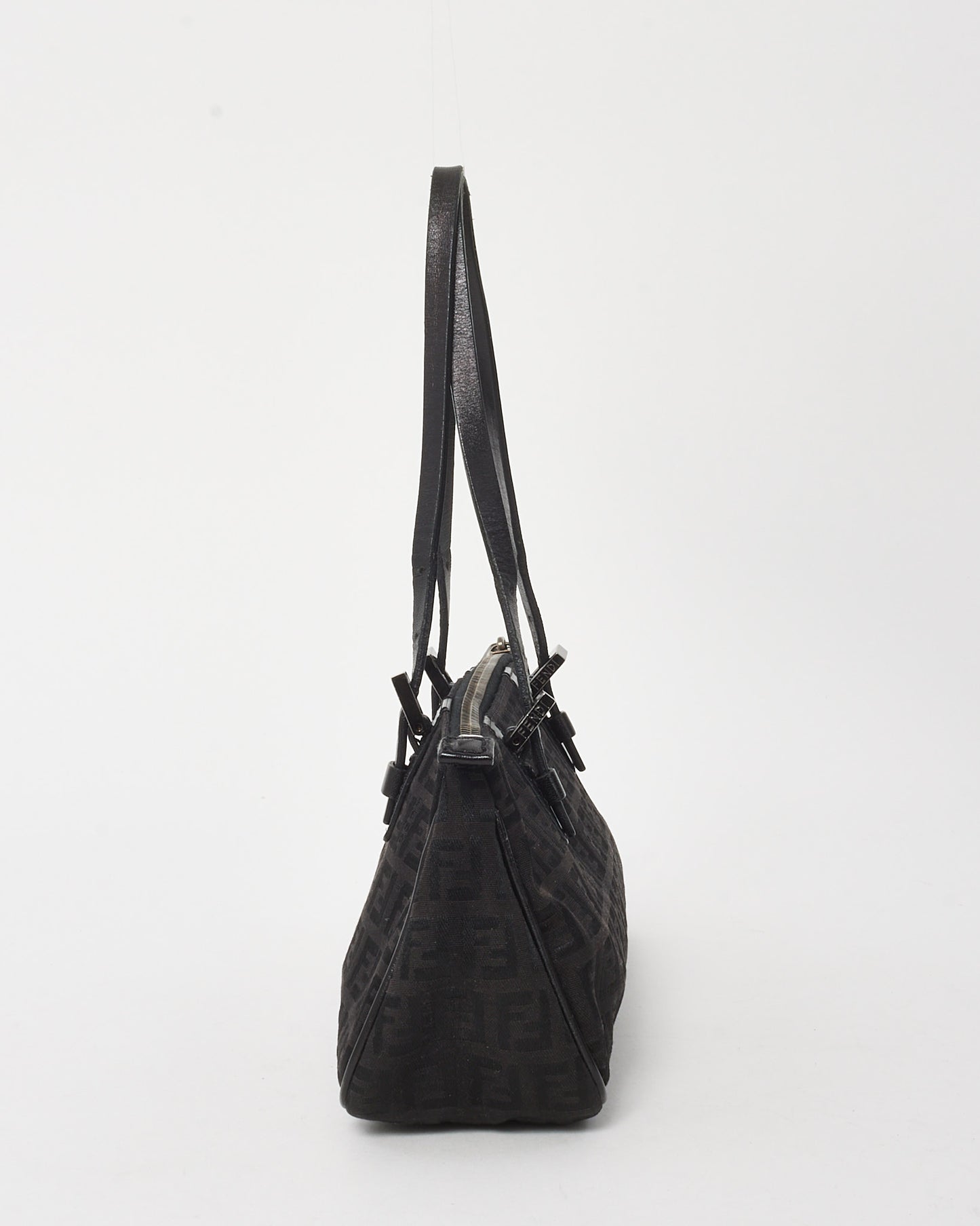 Fendi Black FF Zucchino Canvas E/W Shoulder Bag