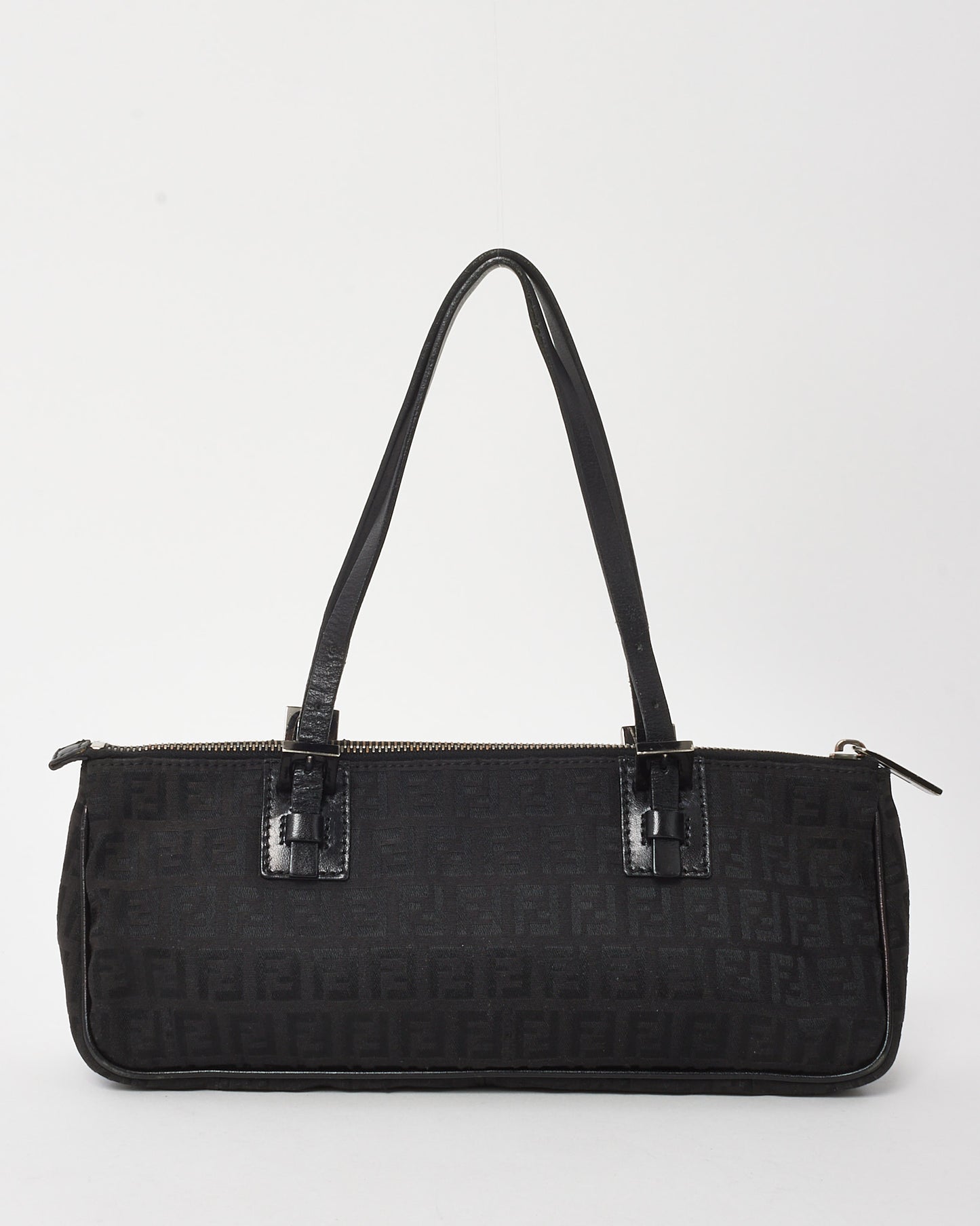 Fendi Black FF Zucchino Canvas E/W Shoulder Bag