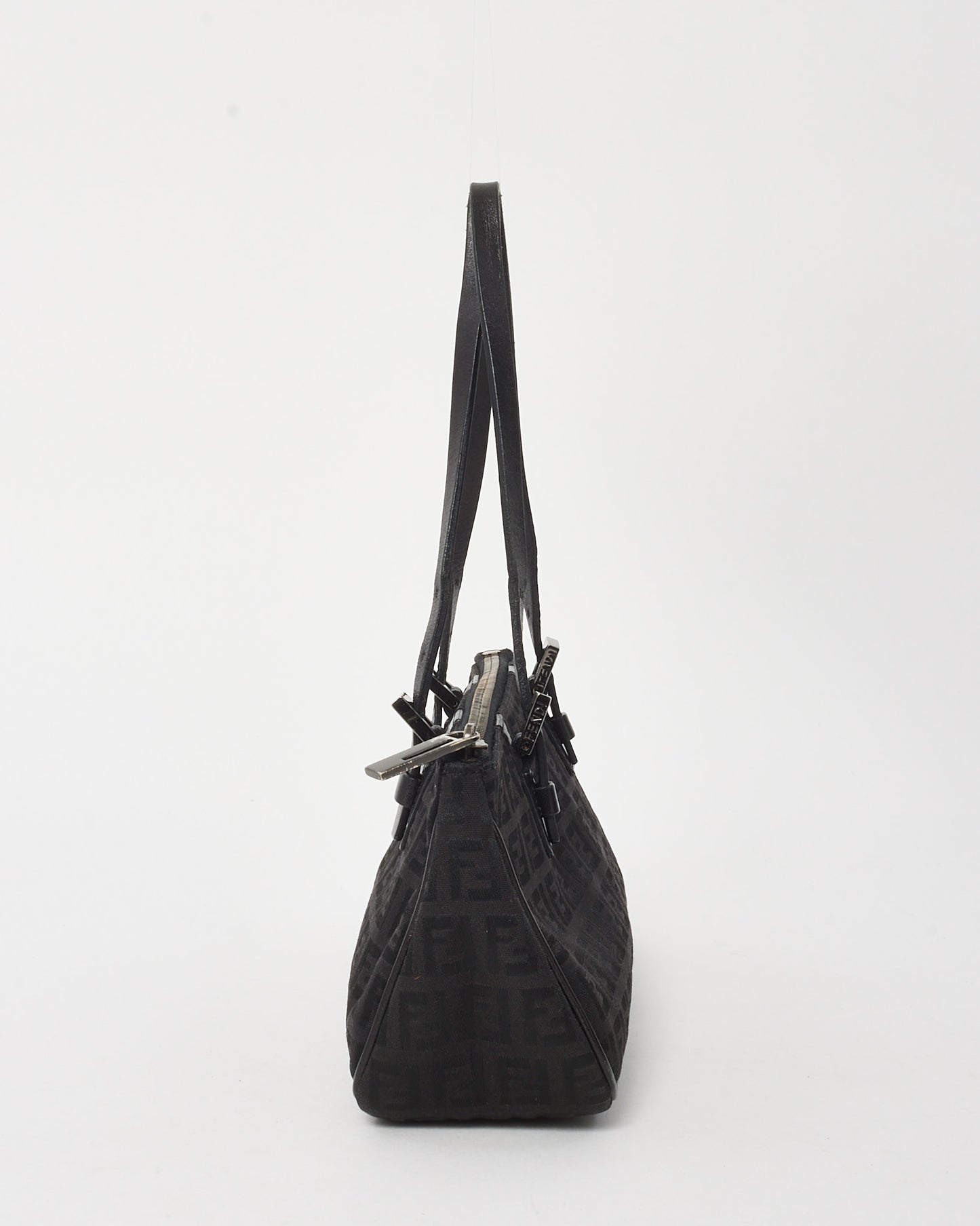 Fendi Black FF Zucchino Canvas E/W Shoulder Bag