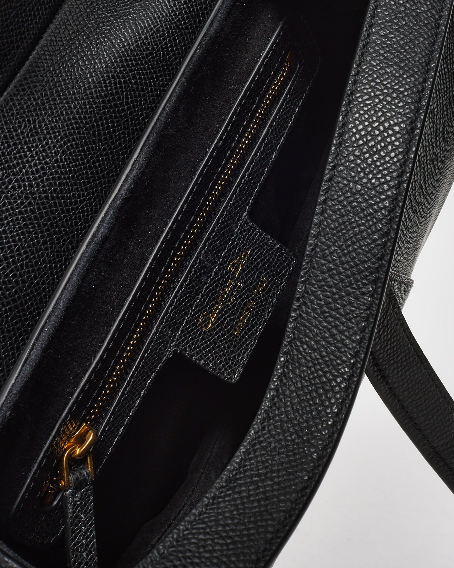 Dior Black Grained Calfskin Leather Saddle Bag with Strap GHW